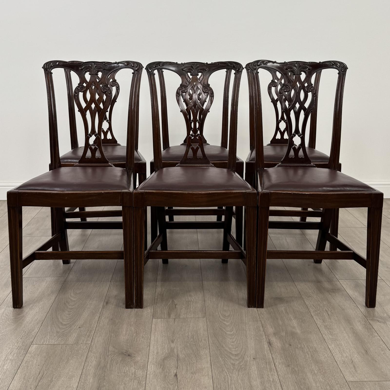 Antique 19th Century Set of 6 Chippendale Style Dining Chairs (1 of 10)