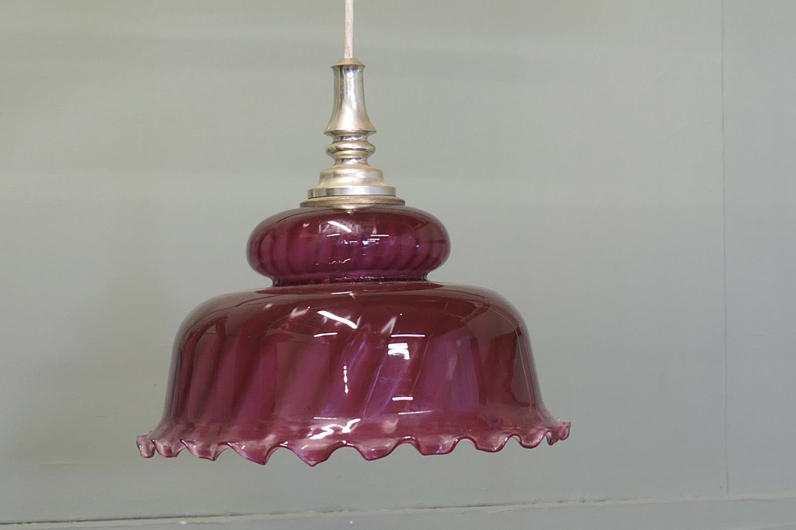 Large Victorian Ruby Glass Ceiling Pendant Lampshade (1 of 6)