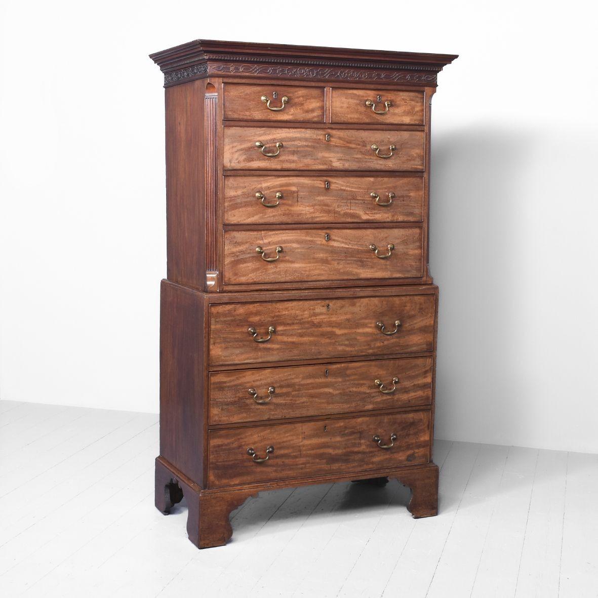 Chippendale Period Secretaire Chest on Chest (1 of 11)