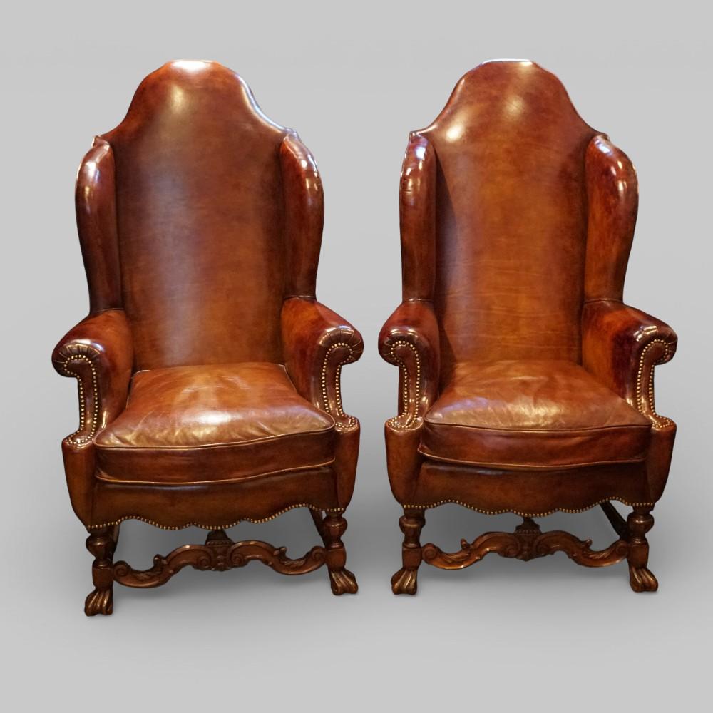 Magnificent Pair of Edwardian Leather Wing Chair (1 of 13) Magnificent Pair of Edwardian Leather Wing Chair (1 of 13)
