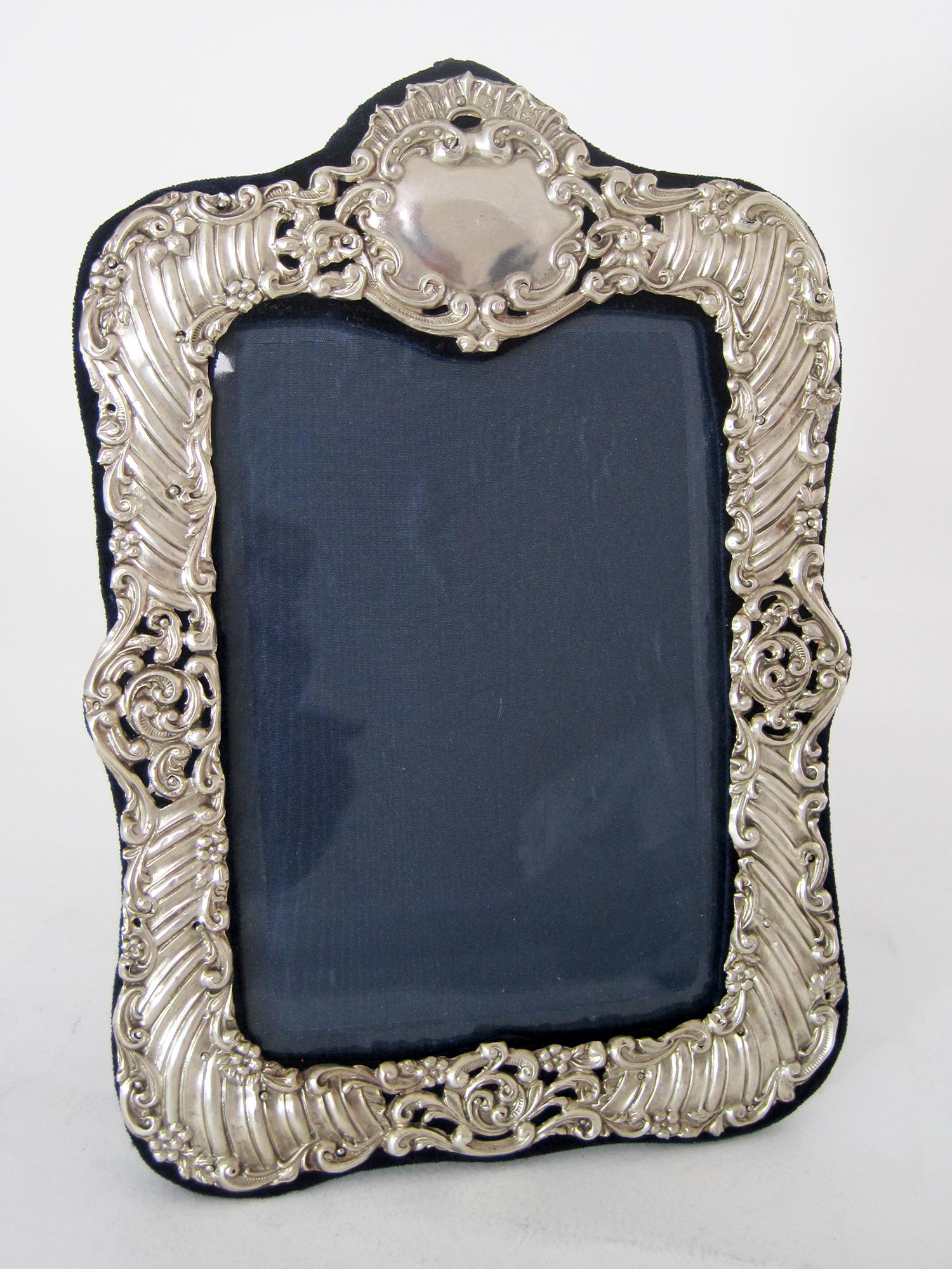 Late Victorian Silver Photo Frame Decorated with Scrolls and Flowers (1 of 5) Late Victorian Silver Photo Frame Decorated with Scrolls and Flowers (1 of 5)