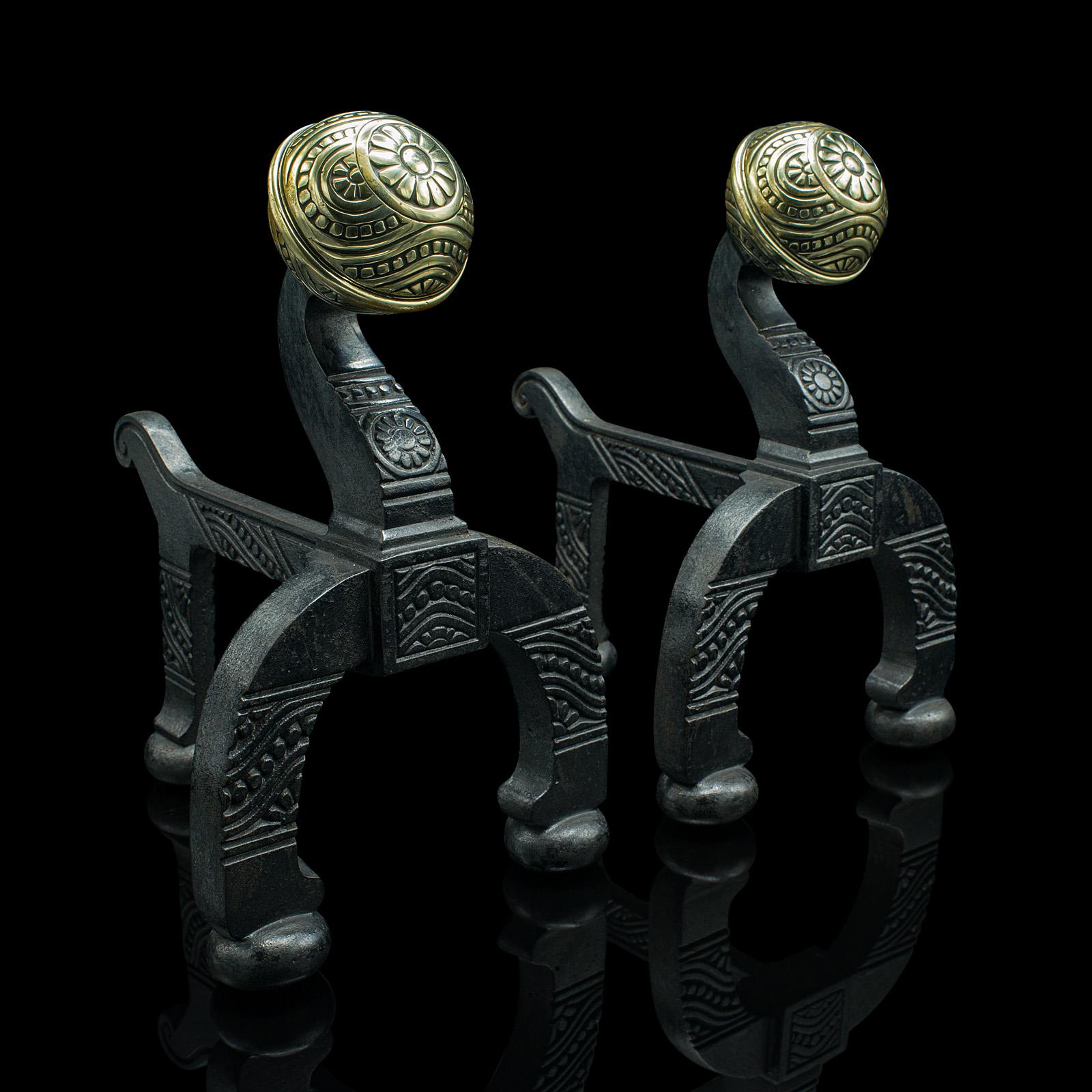 Antique Decorative Firedogs, English, Fireside Andiron, After Jeckyll, Victorian (1 of 12)