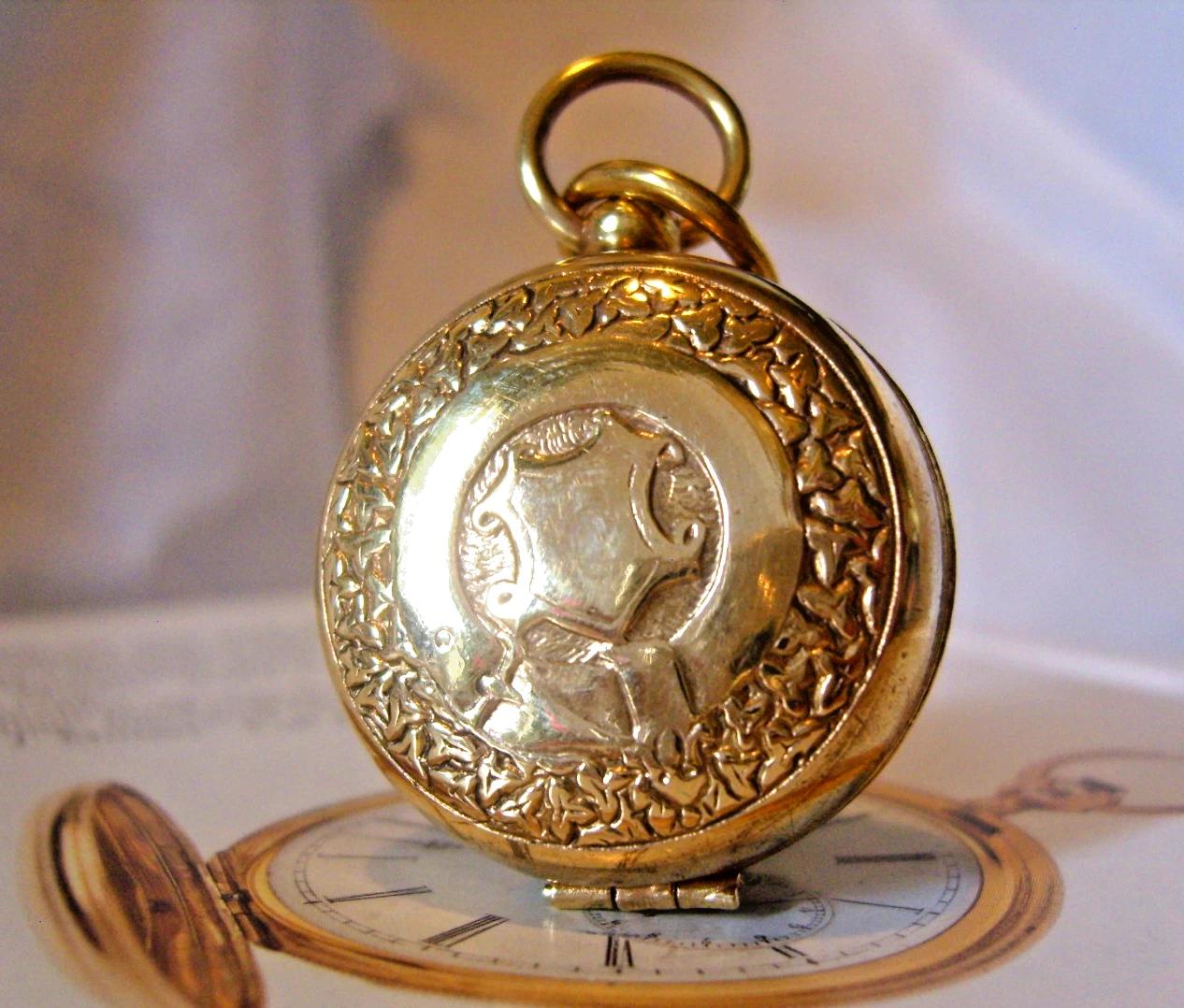 Pocket Watch Chain Sovereign Case Fob Antique 1910 Ornate Chunky Brass Fob (1 of 12)