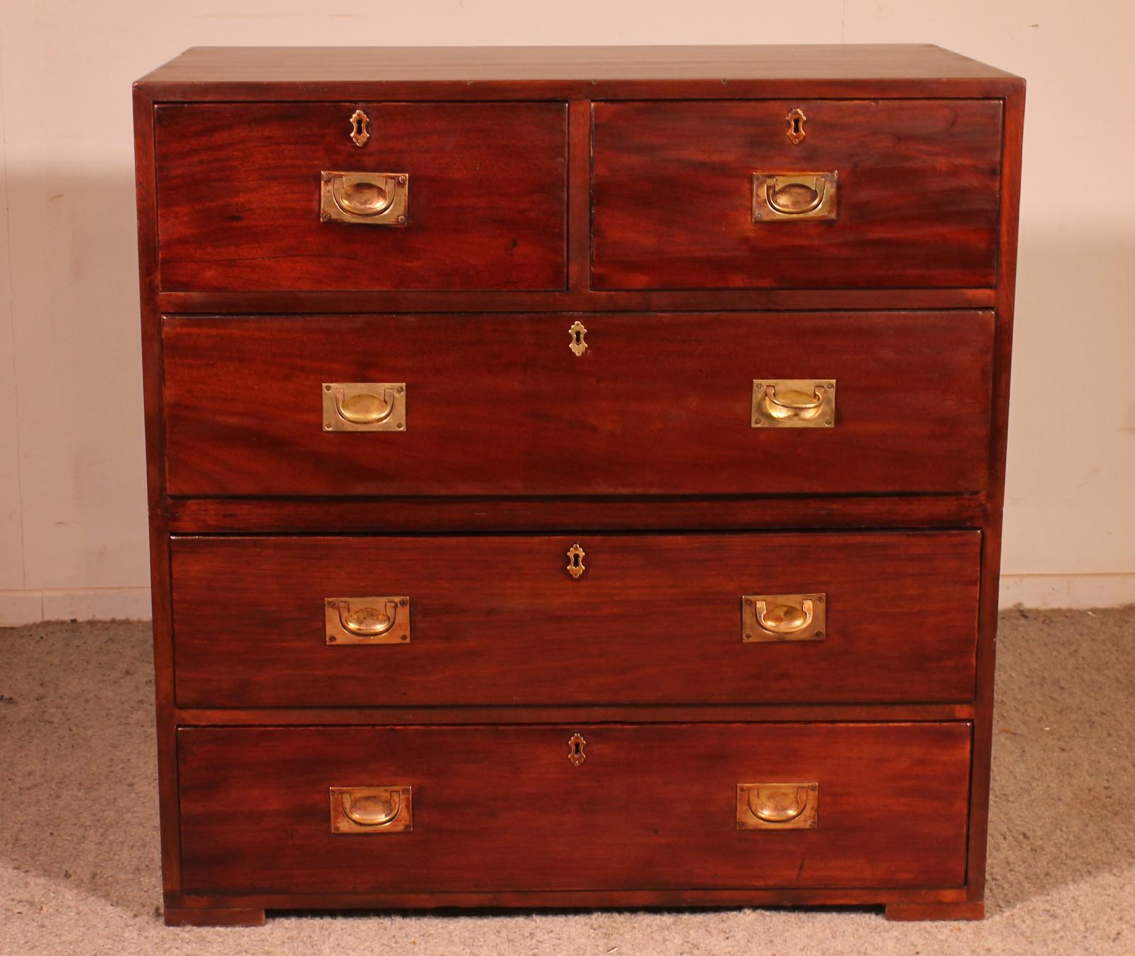 Military or Campaign Chest of Drawers in Mahogany - 19th Century (1 of 10)