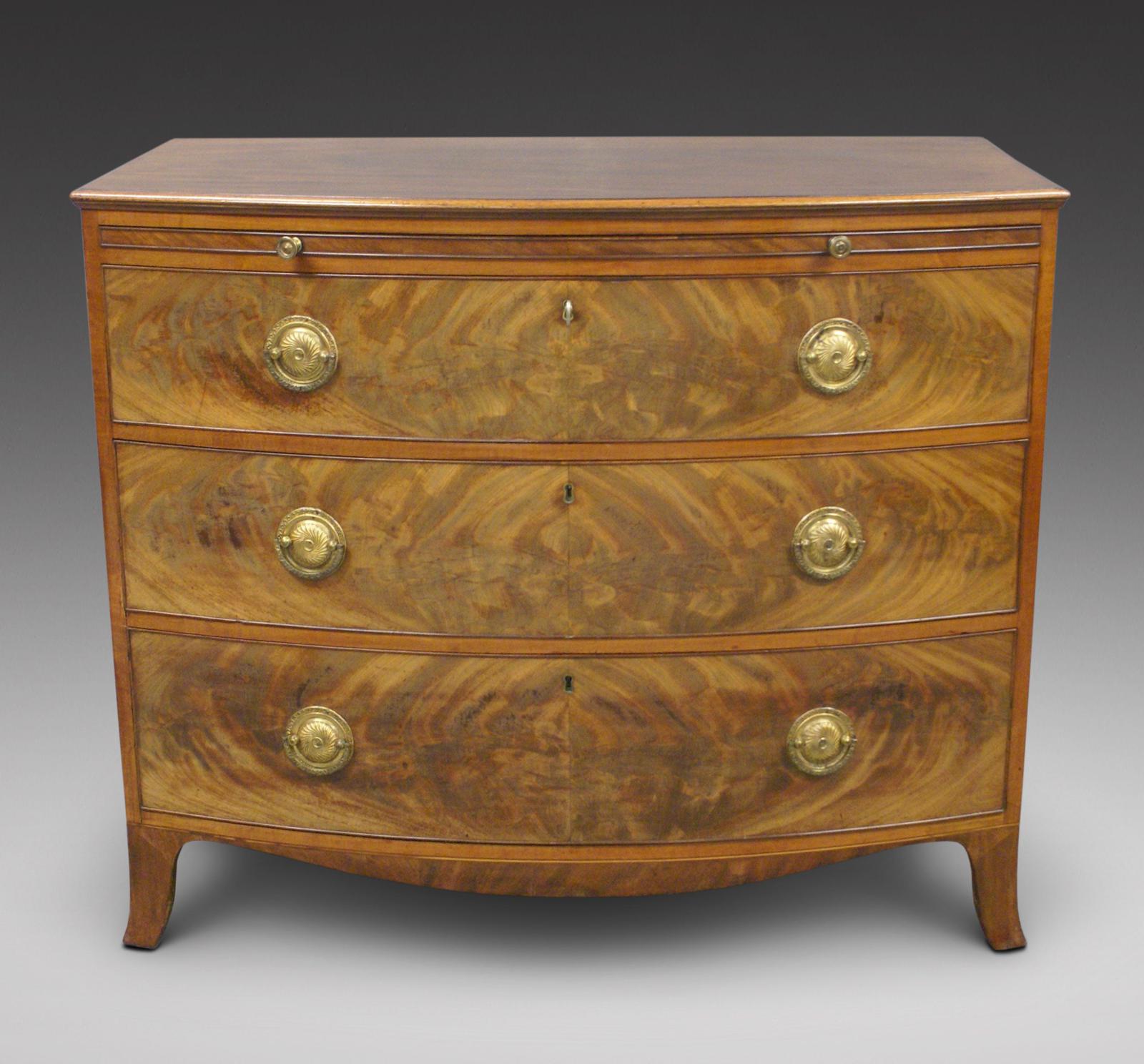 George III Mahogany & Satinwood Bow-fronted Chest (1 of 6)