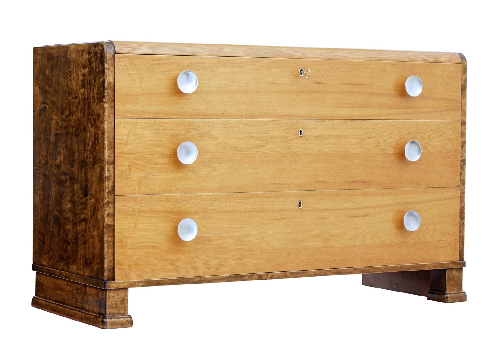 Mid 20th Century Scandinavian Birch & Elm Chest of Drawers (1 of 7)