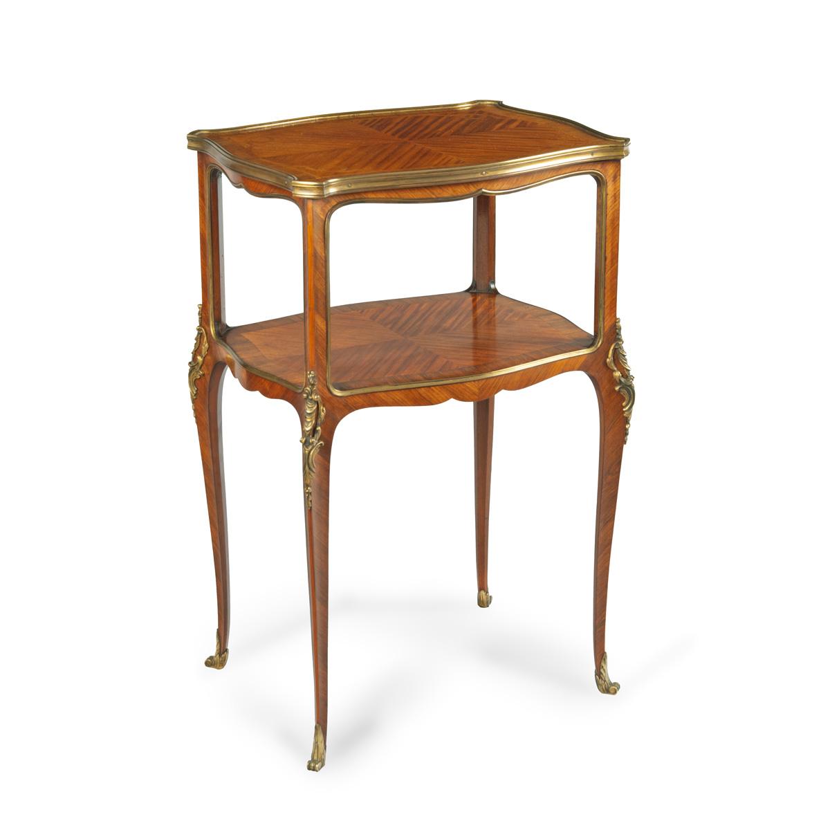 French Two Tier Kingwood Marquetry Side Table (1 of 7)