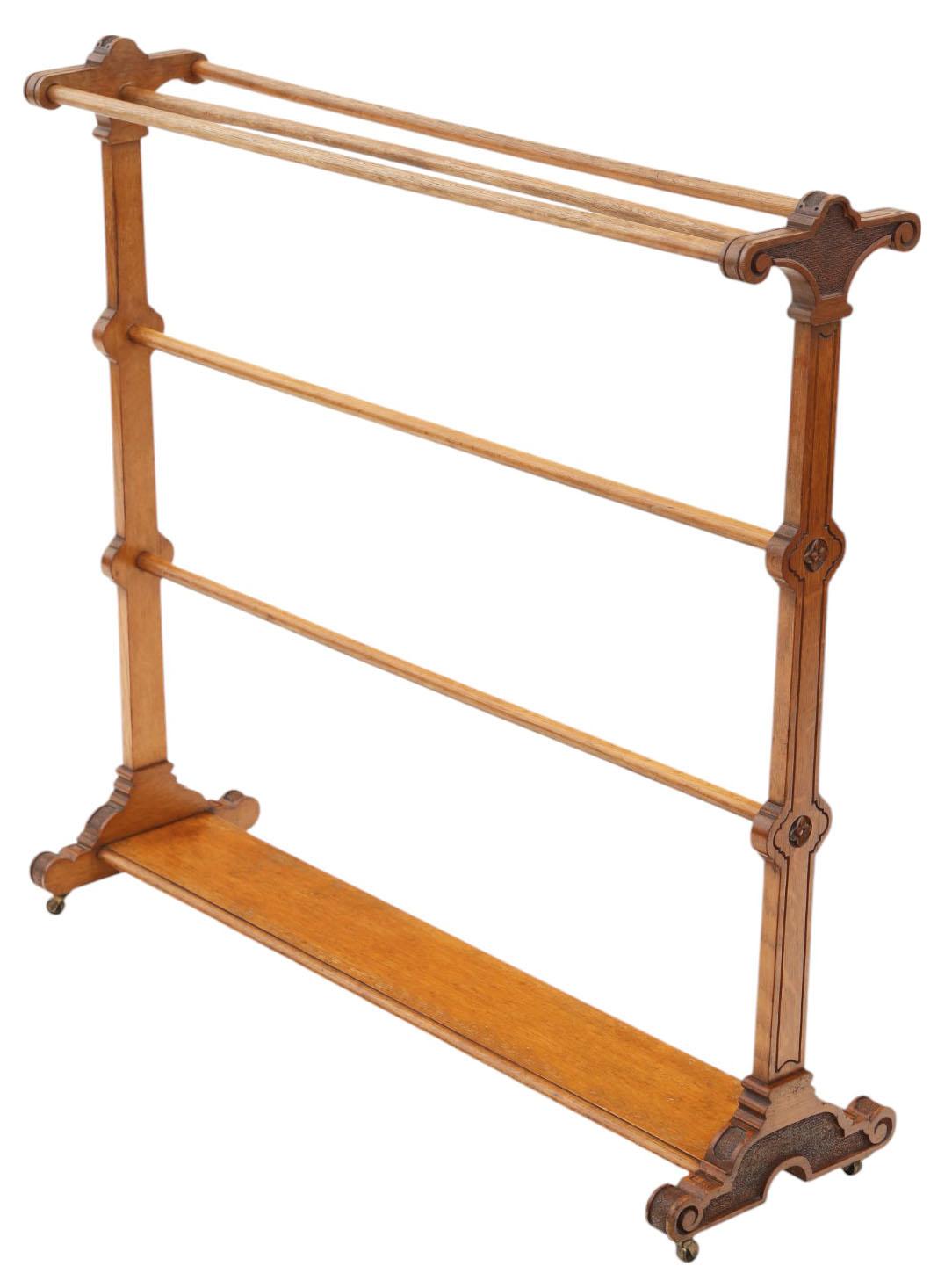 Antique Arts & Crafts Oak Towel Rail Stand – Large c.1900, Fine Quality Country House Piece (1 of 5)