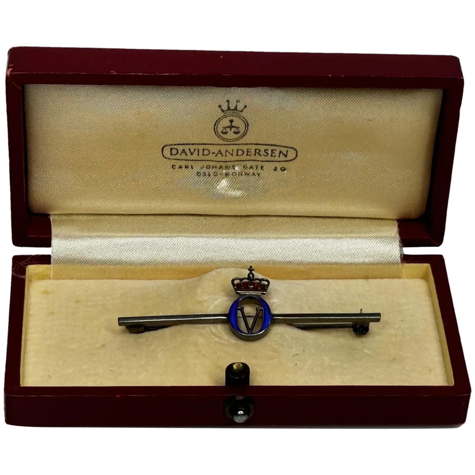 Historic David Anderson Silver & Enamel Royal Presentation Bar Crown Brooch (1 of 44)