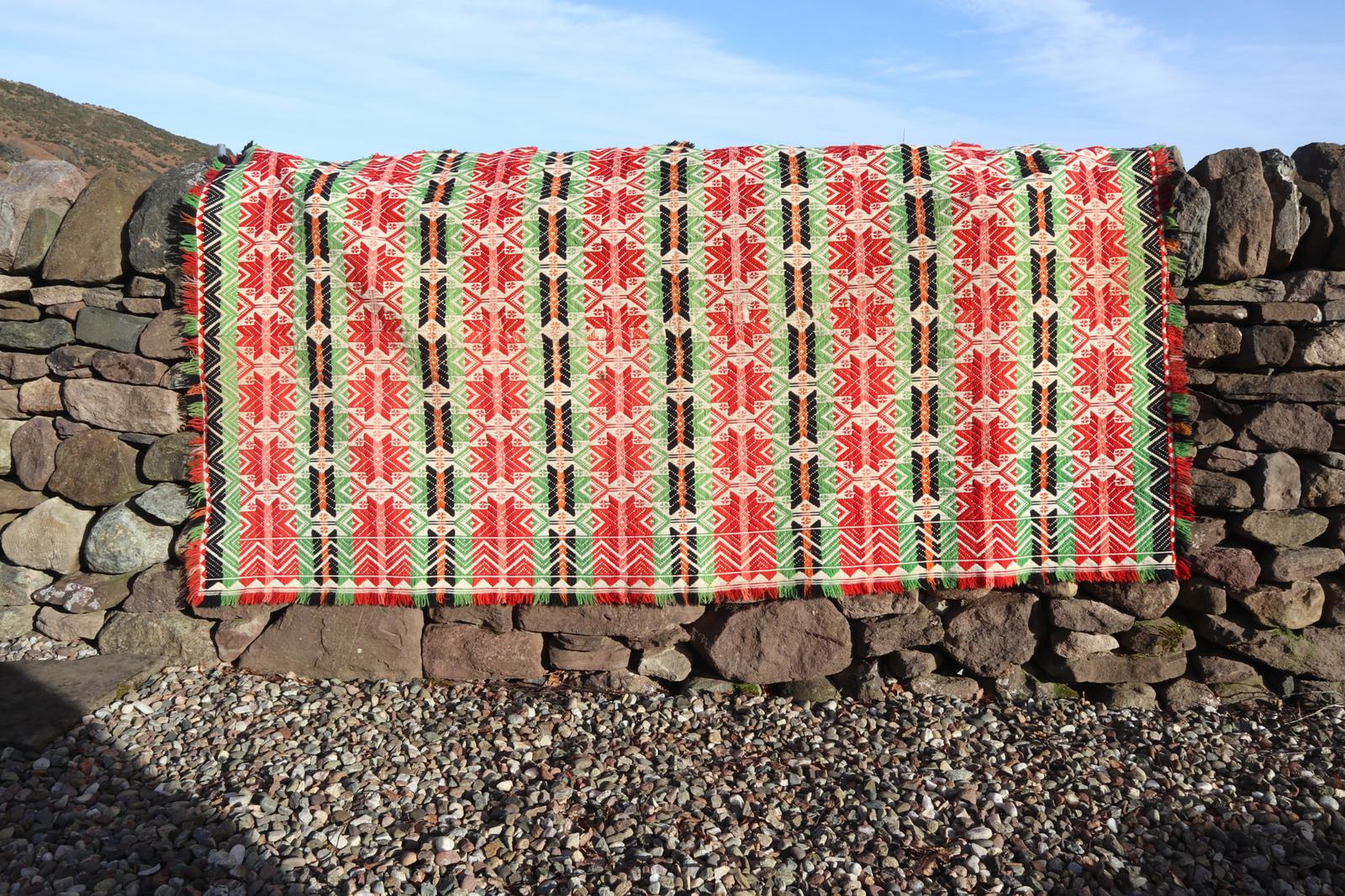 Scandinavian / Swedish 'Folk Art' Large Geometric Pattern Woven Coverlet 19th Century (1 of 20)