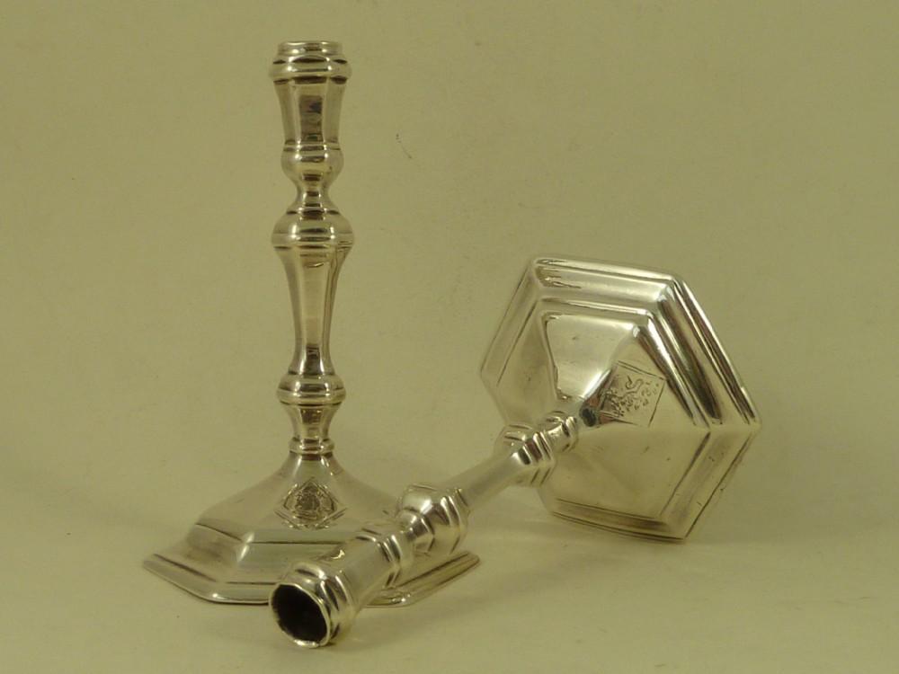 1721 English Britannia Standard Seamed Cast Silver Tapersticks David Green London Candlesticks (1 of 9)