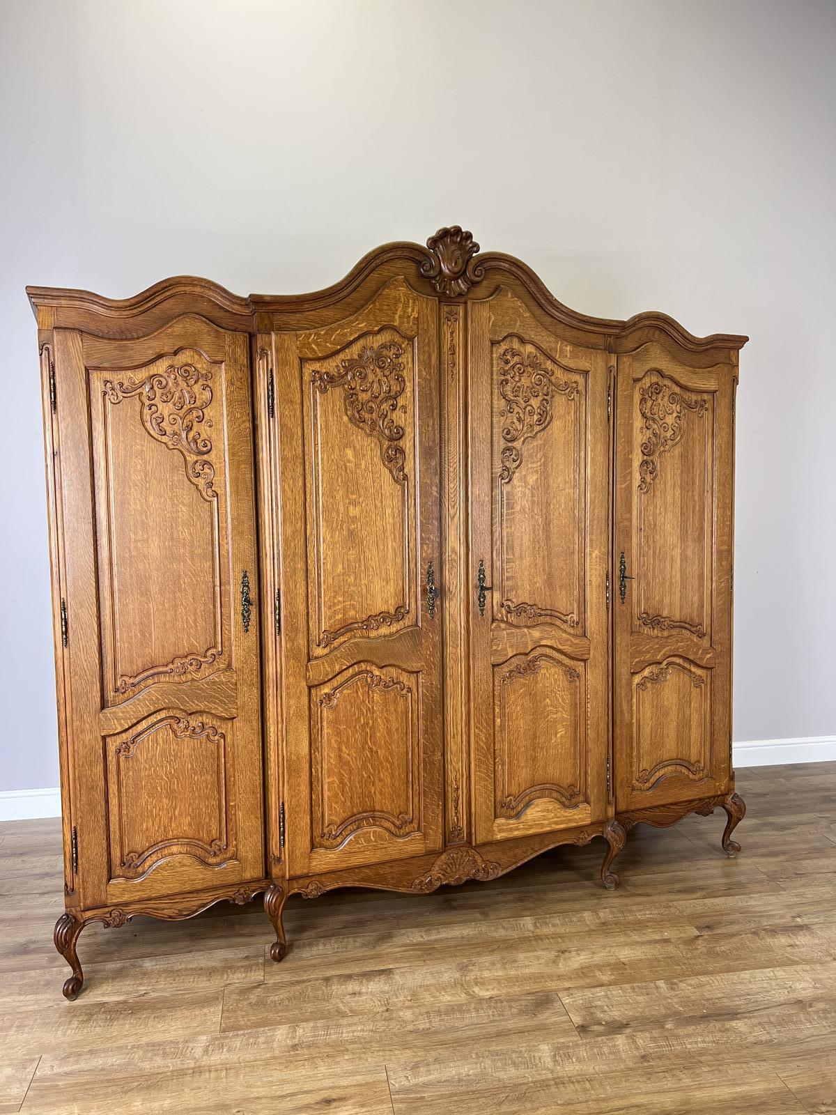 Wardrobe Vintage French Style Oak Four Door Armoire (1 of 12) Wardrobe Vintage French Style Oak Four Door Armoire (1 of 12)