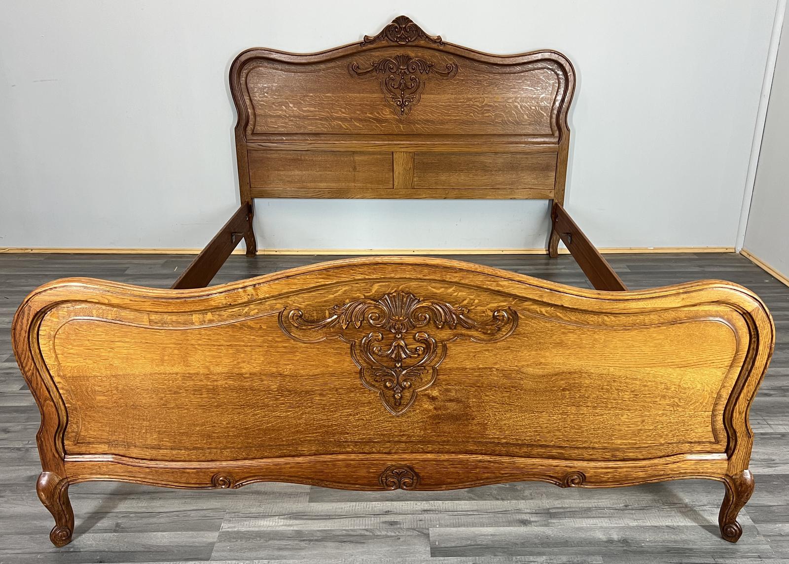 Bed Frame Vintage French Style Oak King Size Ornate Carved (1 of 10)