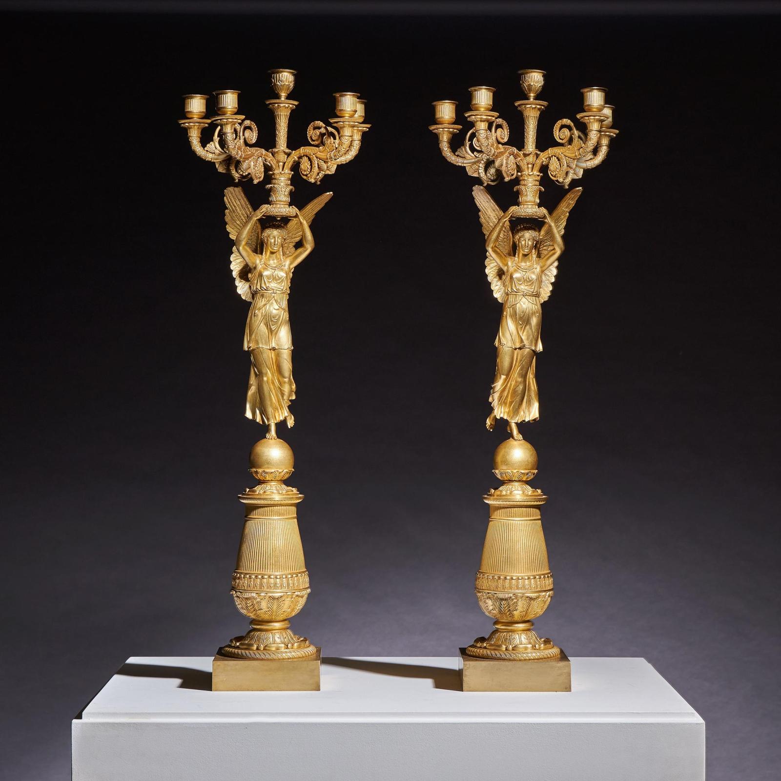 Exceptional Pair of French Late Empire Gilt-Bronze Candelabra Attributed to Pierre-Philippe Thomire (1 of 1)