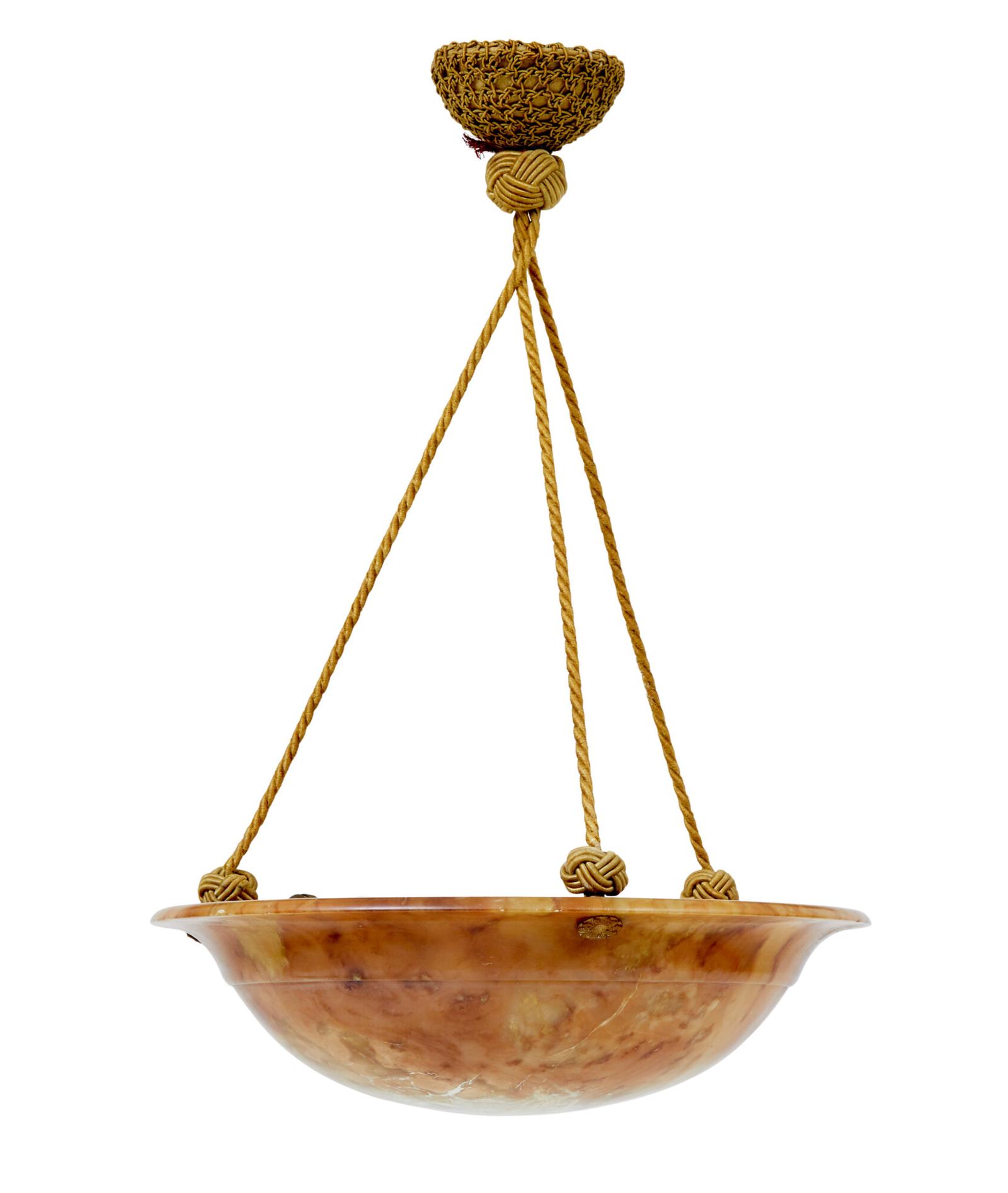 Art Deco Alabaster Hanging Pendant Light (1 of 7)