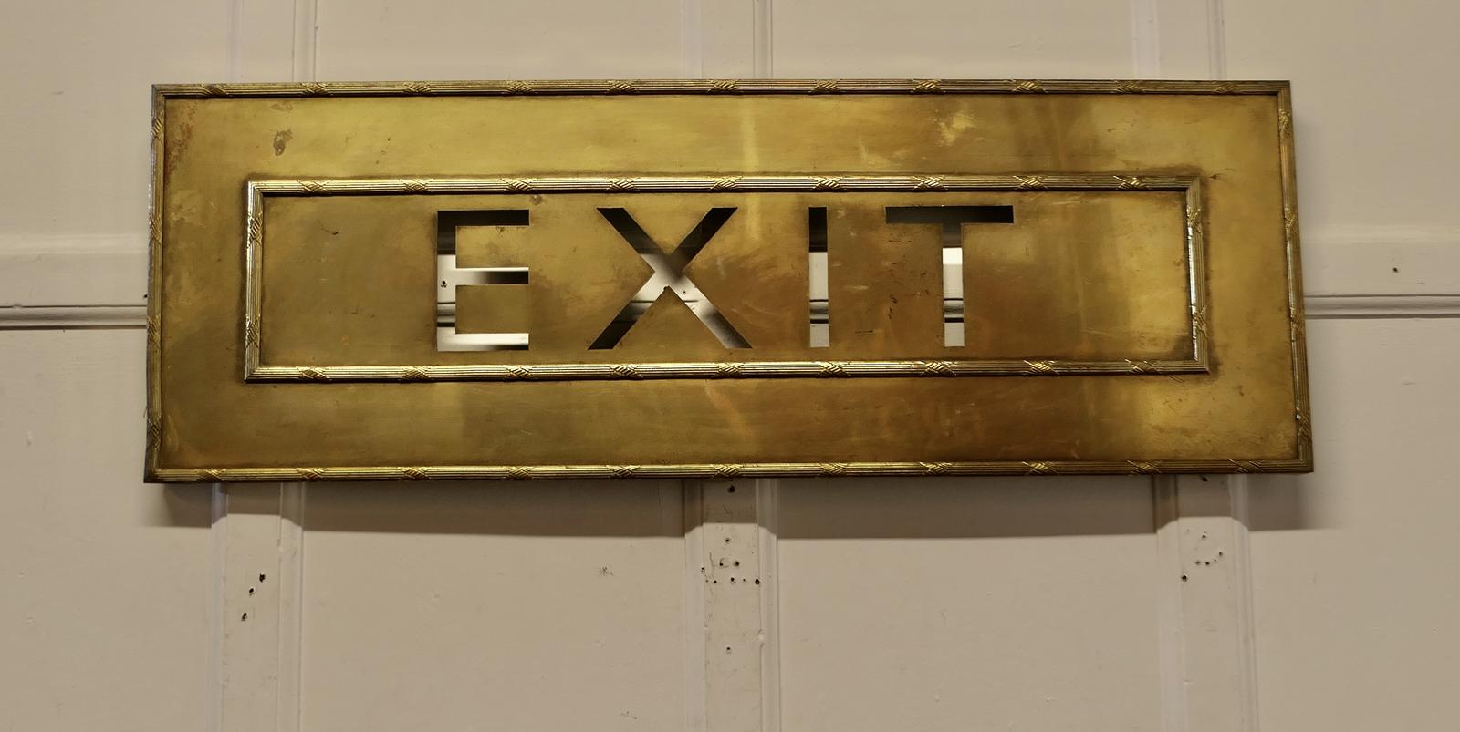 Very Large Gold Brass Odeon Cinema Exit Sign (1 of 6)