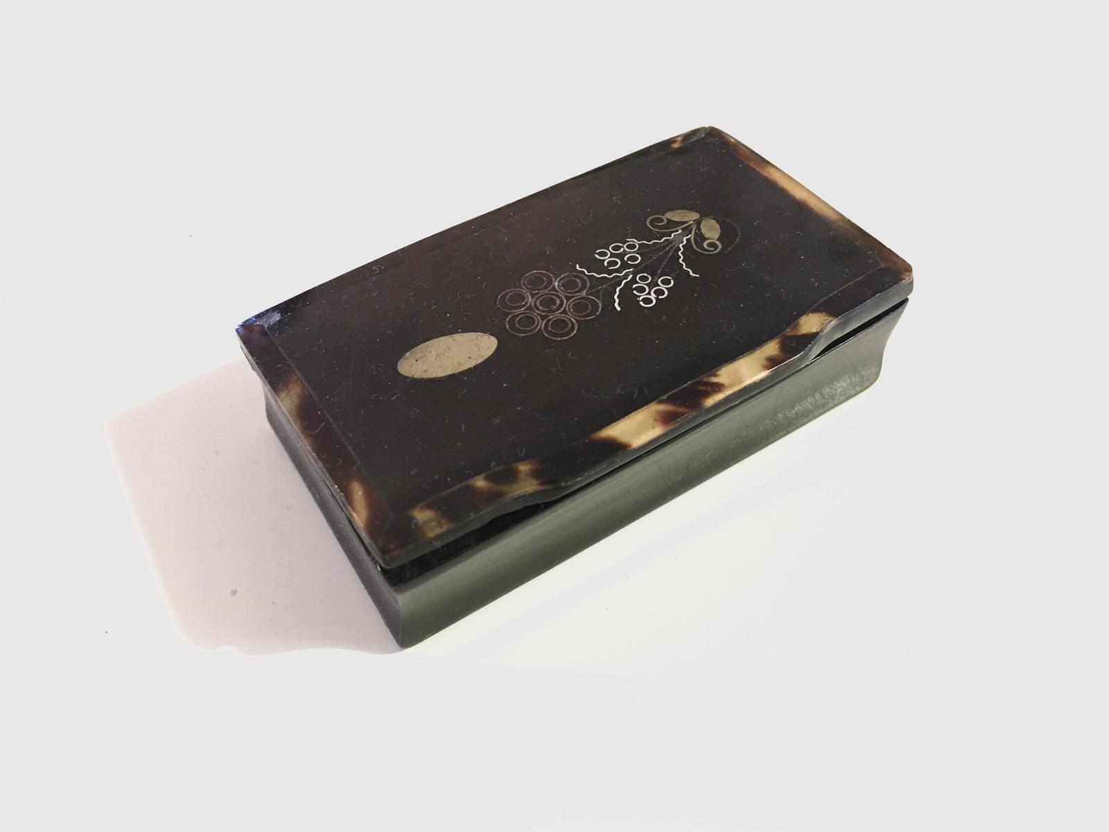 Papier Mache Snuff Box with Tortoiseshell & Inlaid Lid (1 of 3)