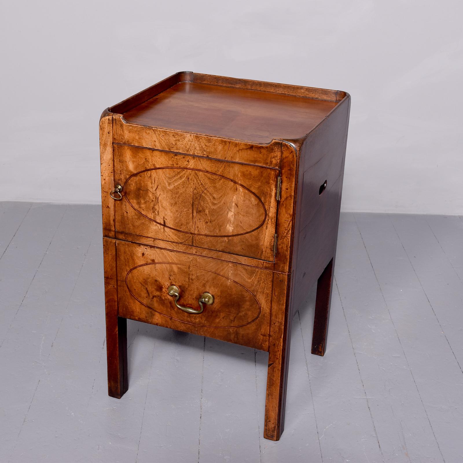 Large Inlaid Mahogany George 3rd Tray-top Bedside Locker (1 of 6)