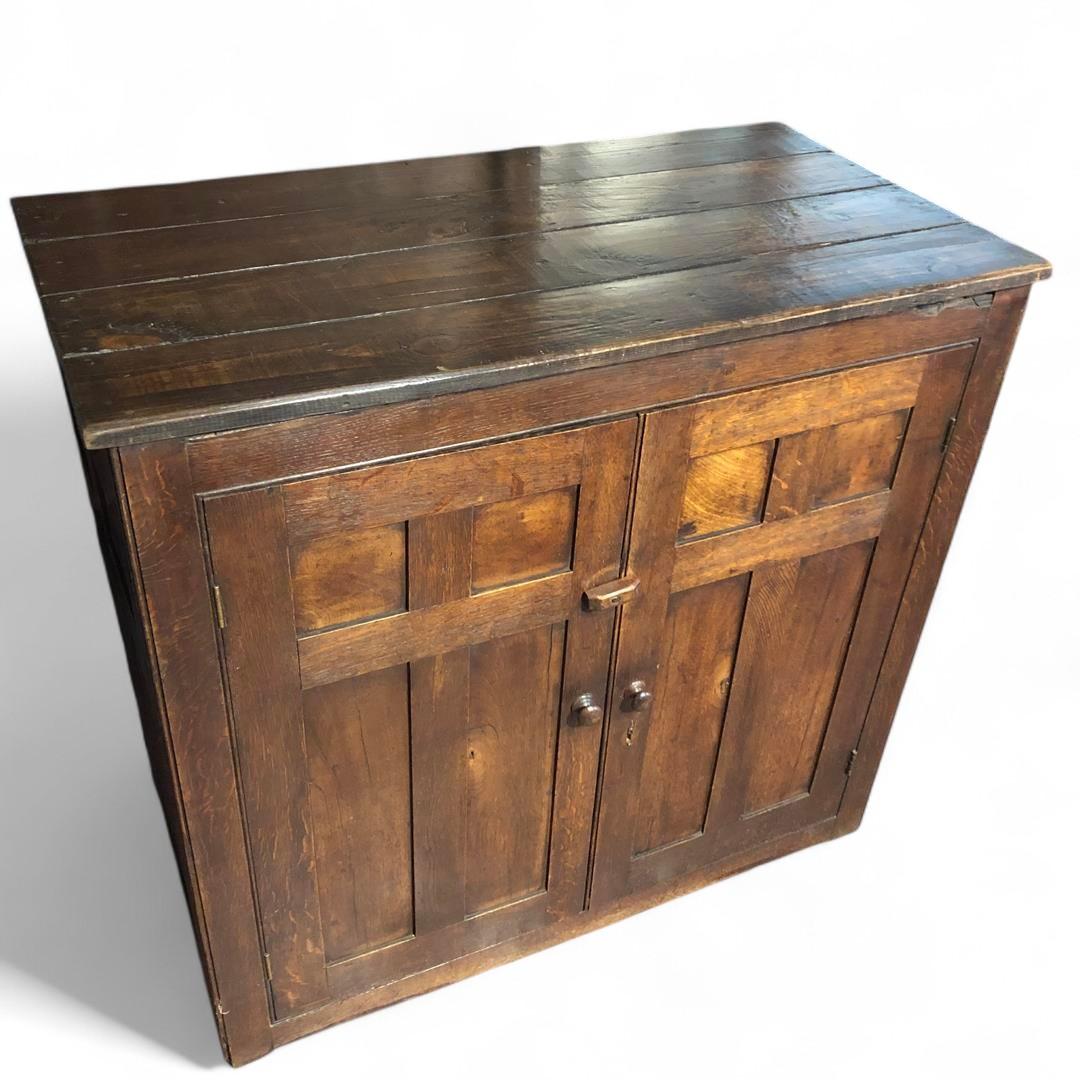 Antique Oak Wood Cupboard with Two Doors 1900s (1 of 16)