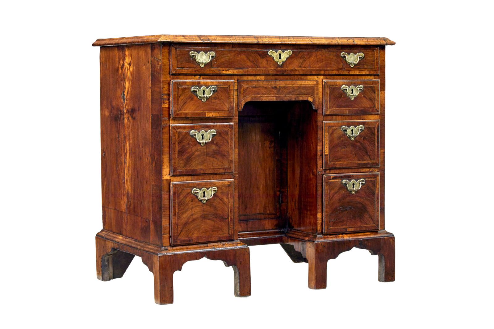18th Century Queen Anne & Later Walnut Kneehole Desk (1 of 11)