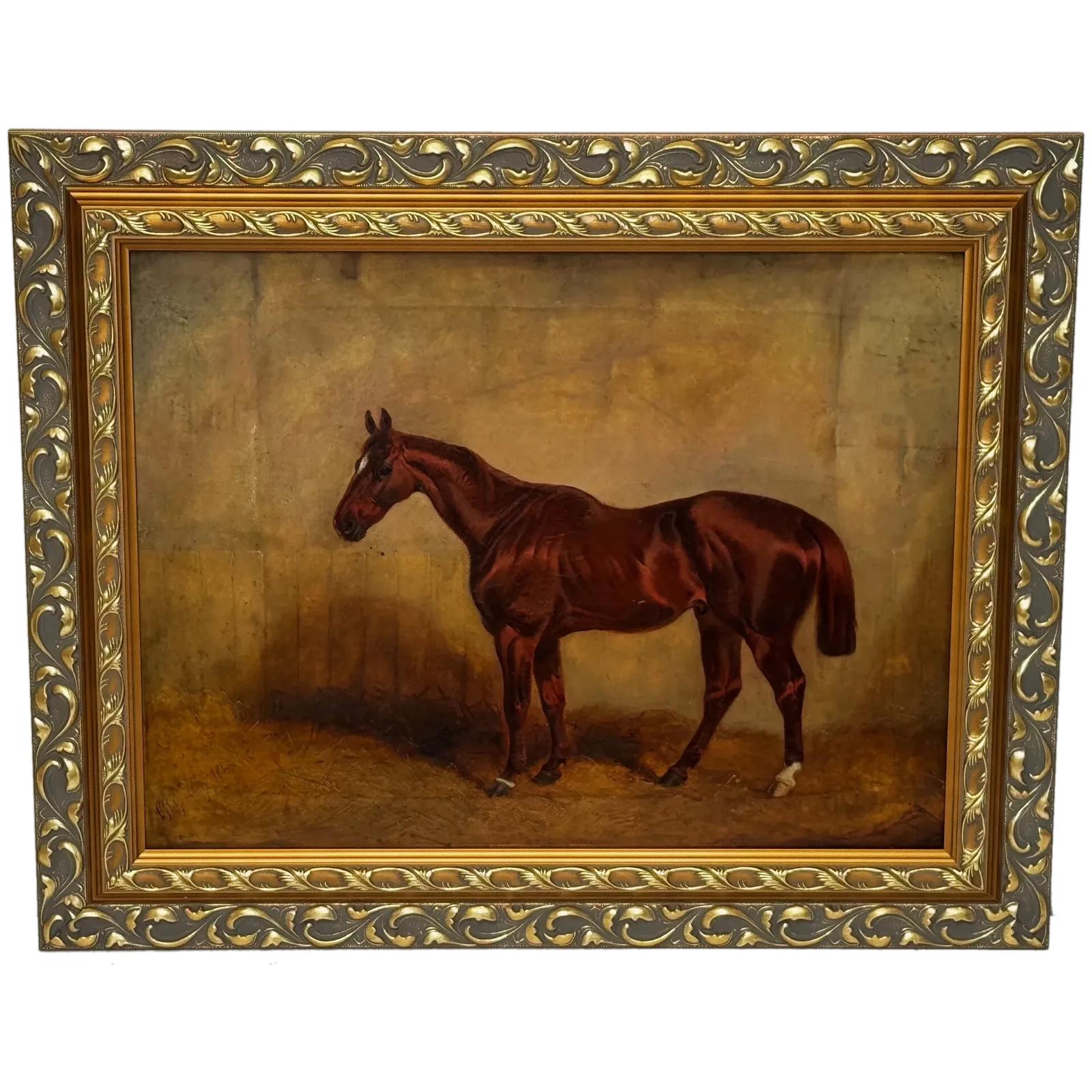 Early Victorian Oil Painting Chestnut Horse Hunter by Charles Bilger Spalding RA (1 of 39)