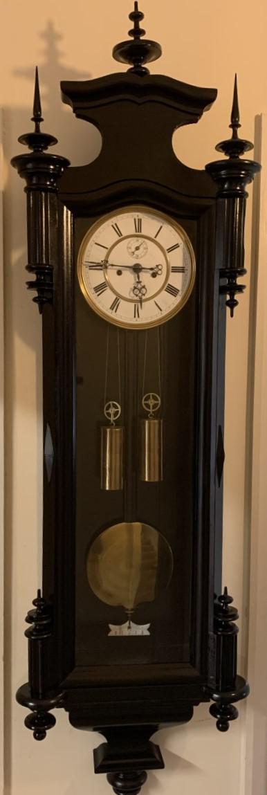 Lovely Striking 8 Day Ebonised Vienna Wall Clock (1 of 7)