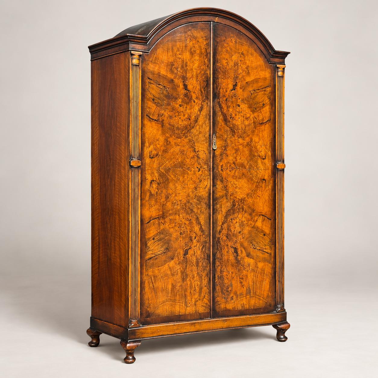 Late Victorian Burr Walnut Double Wardrobe with Arched Top (1 of 15) Late Victorian Burr Walnut Double Wardrobe with Arched Top (1 of 15)