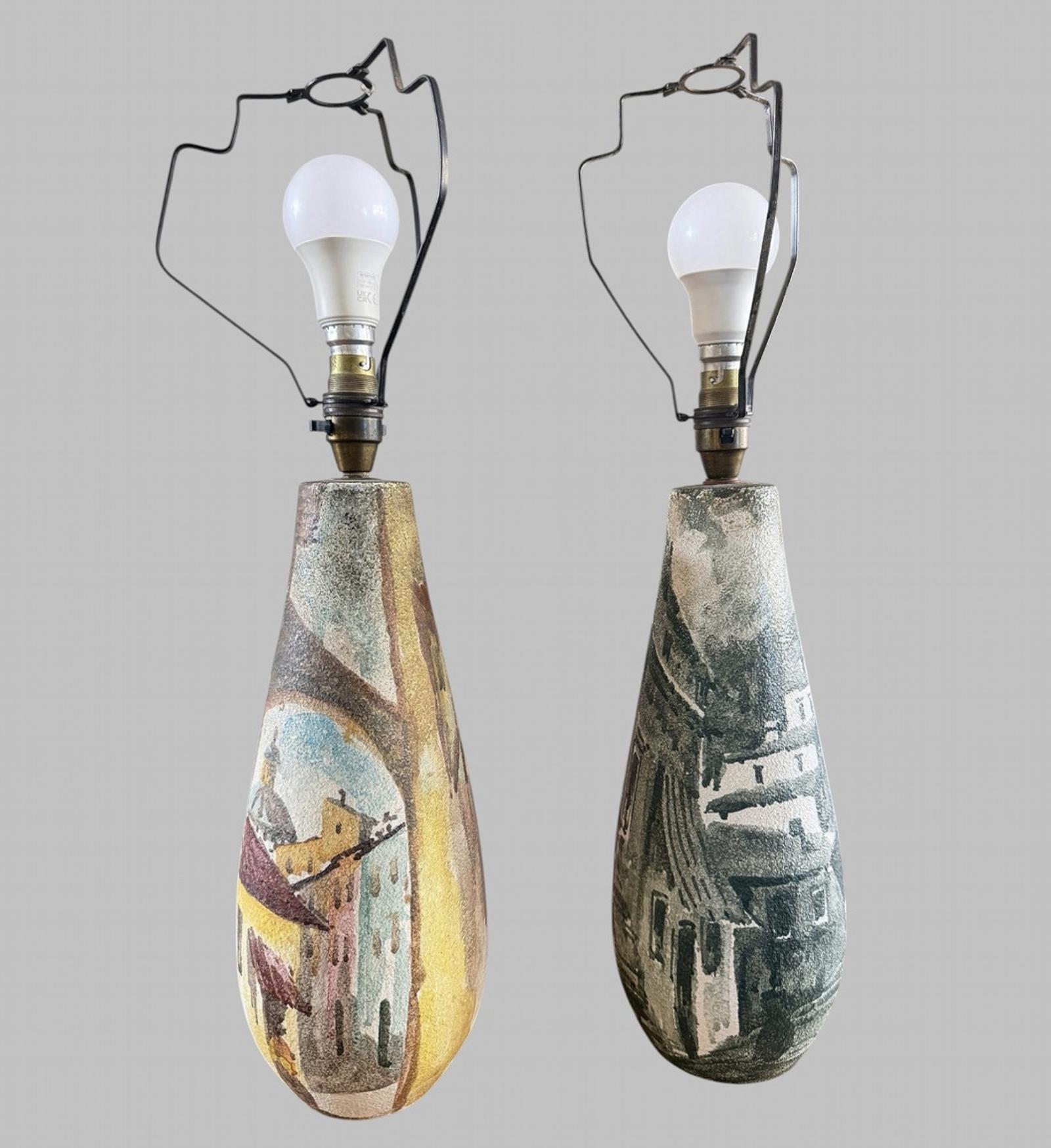 Pair of Signed Italian Hand-painted Ceramic Table Lamps (1 of 7) Pair of Signed Italian Hand-painted Ceramic Table Lamps (1 of 7)