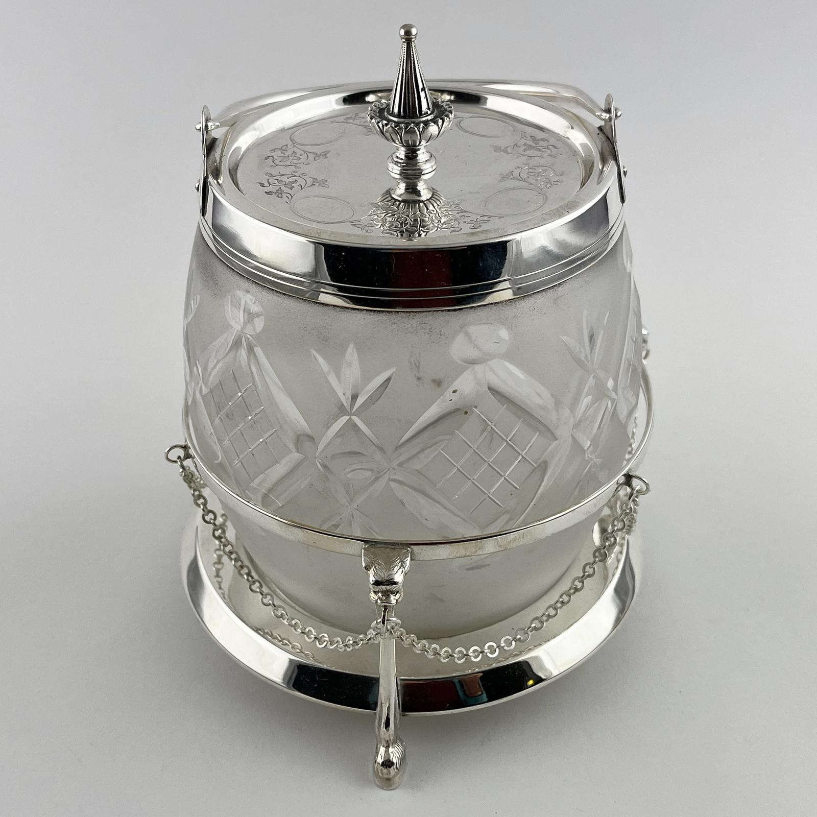 Victorian Silver Plated & Cut Glass Biscuit or Trinket Barrel (1 of 6)