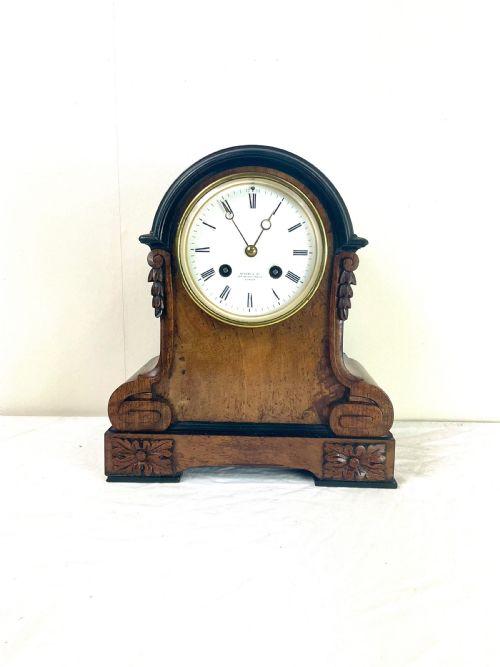Figured Walnut Bracket / Mantel French Mantel Clock Late 19th C (1 of 10)