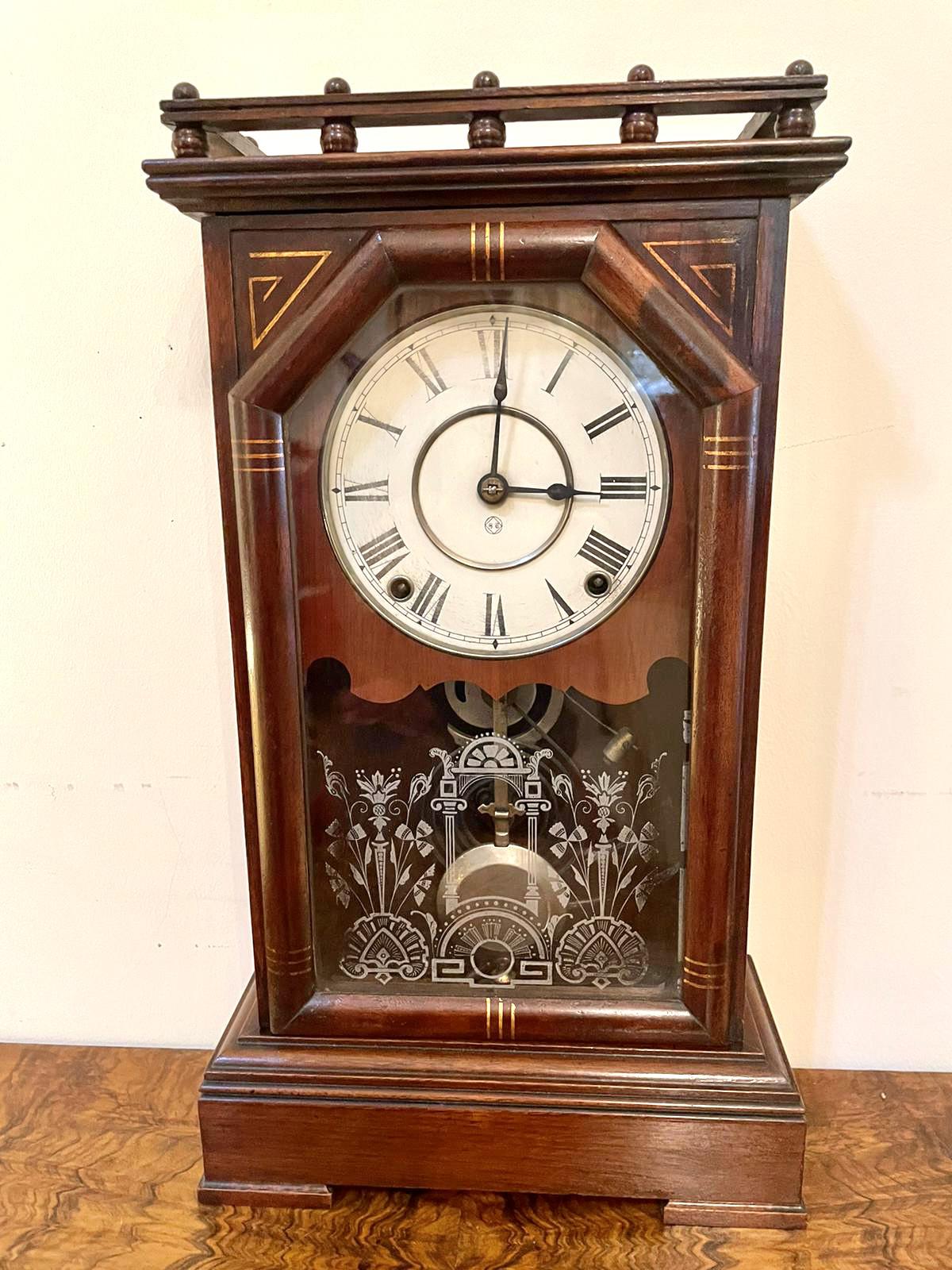 Unusual Antique Victorian Walnut Mantel Clock (1 of 9) Unusual Antique Victorian Walnut Mantel Clock (1 of 9)