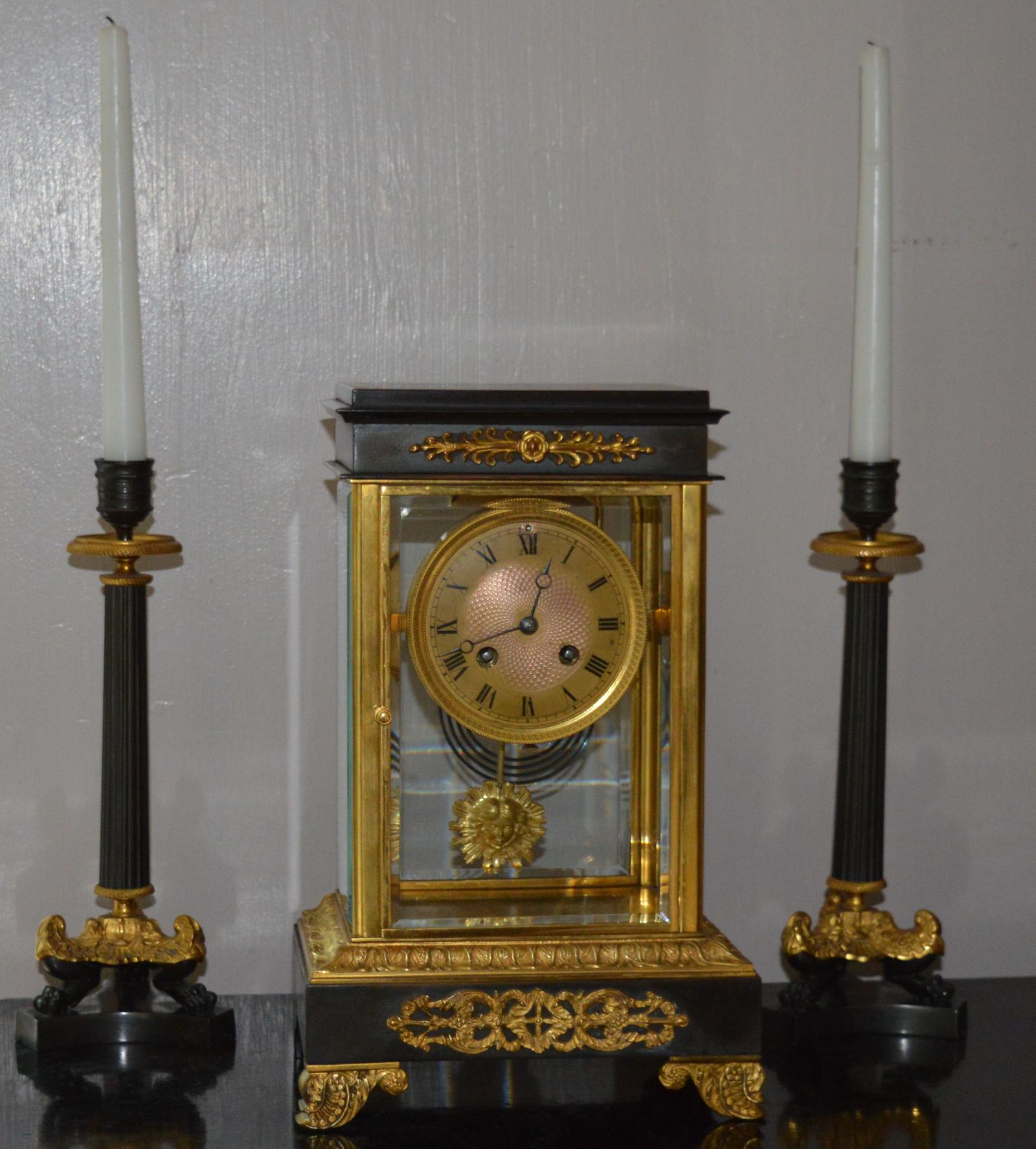 Bronze Ormolu Four Glass Clock Set (1 of 9) Bronze Ormolu Four Glass Clock Set (1 of 9)