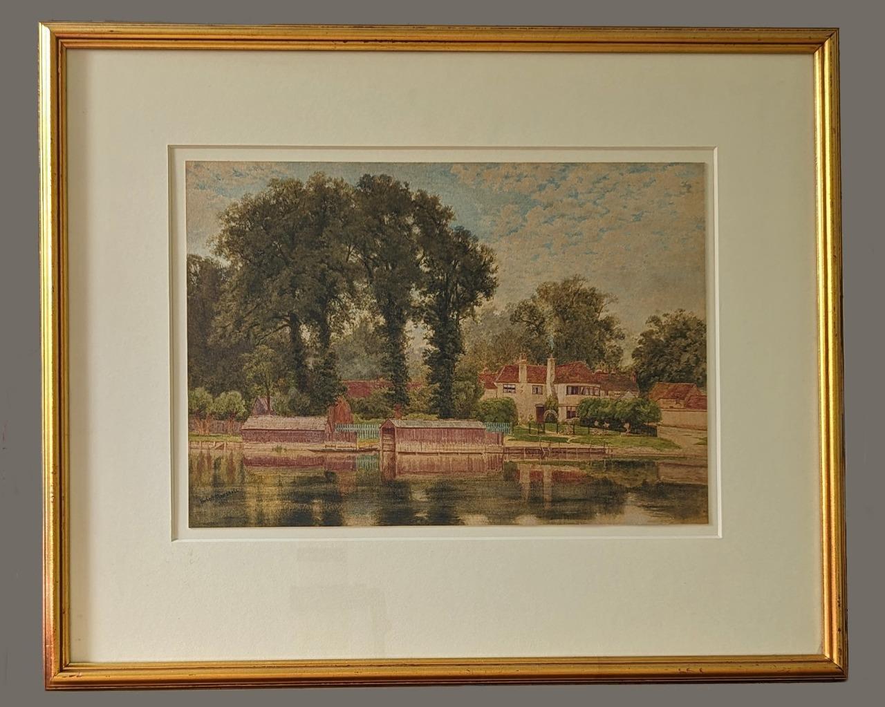 Herbert Menzies Marshall VPRWS RE ROI – Woodland River Scene with Cottage, Watercolour Signed & Dated 1879 (1 of 6)