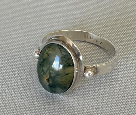 Artisan Silver & Moss Agate Art Deco Ring (1 of 5) Artisan Silver & Moss Agate Art Deco Ring (1 of 5)