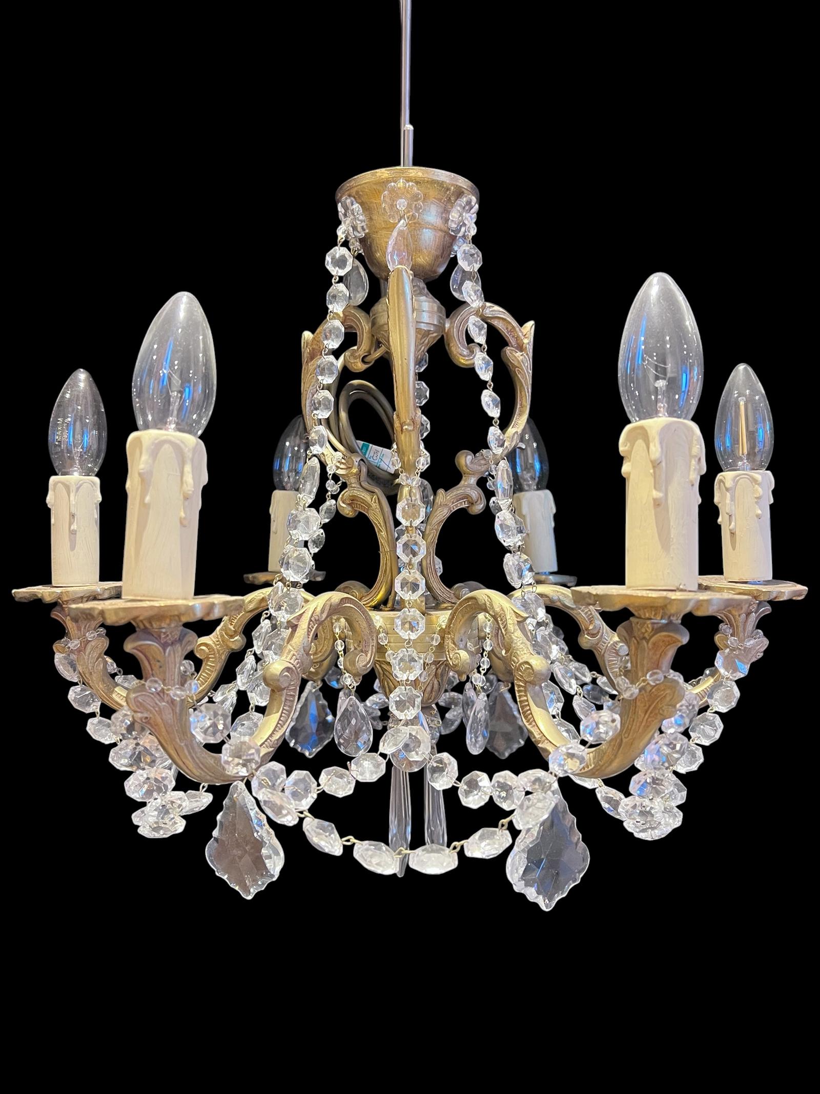 A Pair of Brass and Crystal French Antique Chandeliers (1 of 13) A Pair of Brass and Crystal French Antique Chandeliers (1 of 13)
