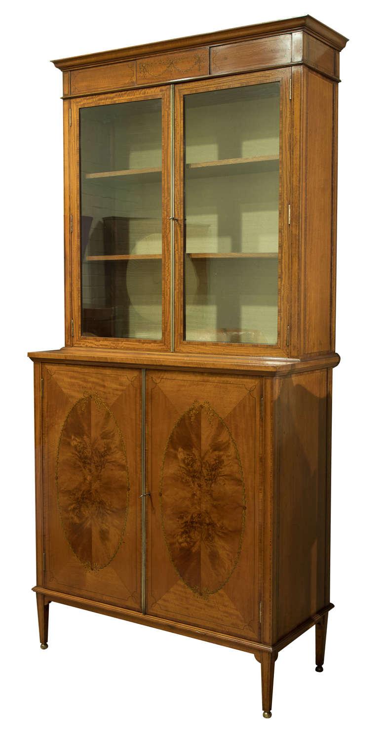 Edwardian Satinwood & Tulipwood Banded Glazed Cabinet on Stand C1910 (1 of 7) Edwardian Satinwood & Tulipwood Banded Glazed Cabinet on Stand C1910 (1 of 7)