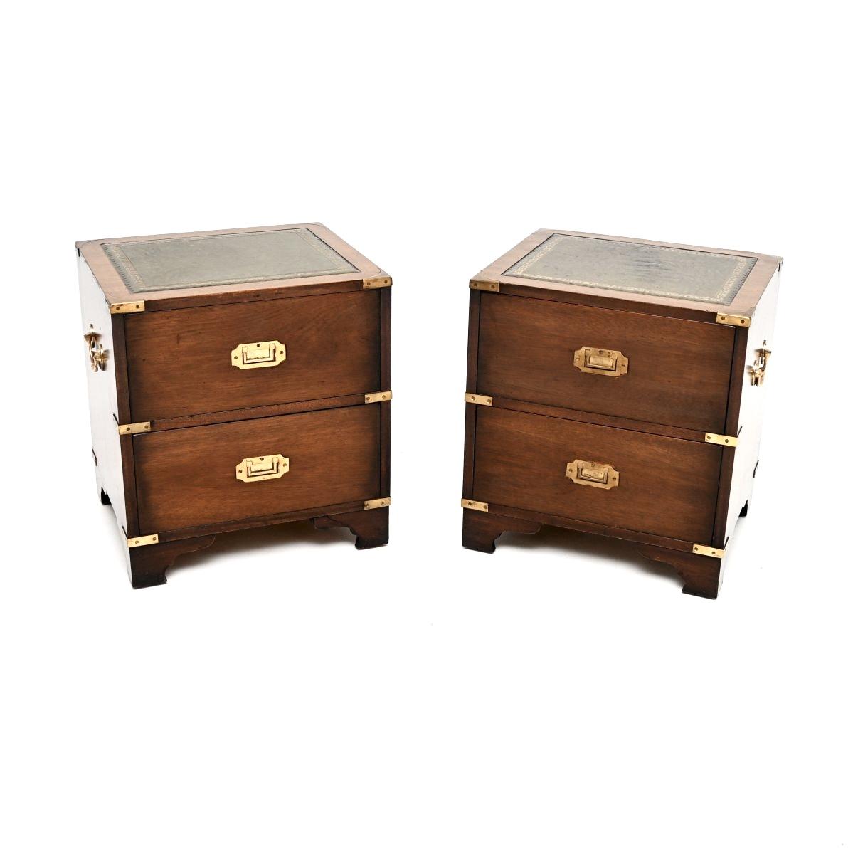 Pair of Military Campaign Style Mahogany Bedside Chests (1 of 10) Pair of Military Campaign Style Mahogany Bedside Chests (1 of 10)
