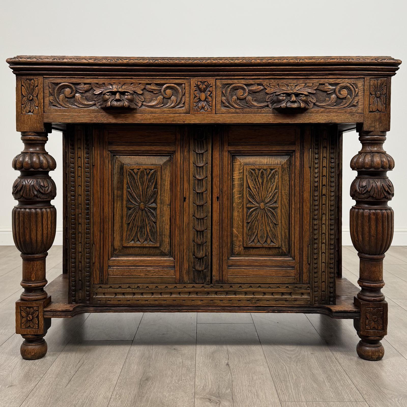 Antique 19th Century Green Man Cupboard in Oak (1 of 12)