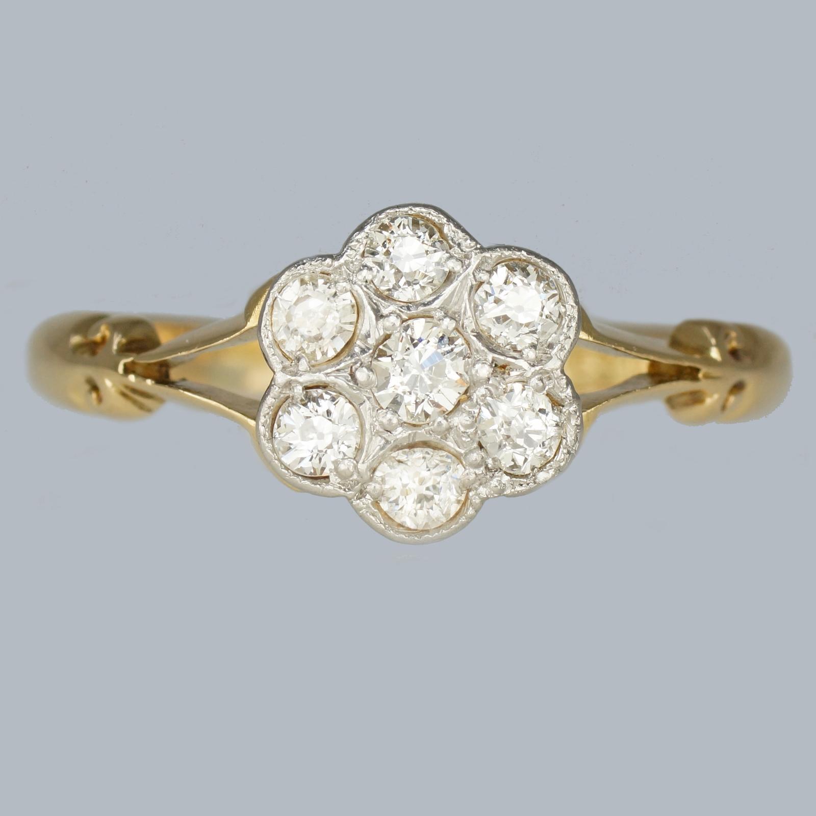 Fine Antique 18ct Gold Diamond Cluster Ring – Old European Cut Engagement Ring c.1900 (1 of 11)