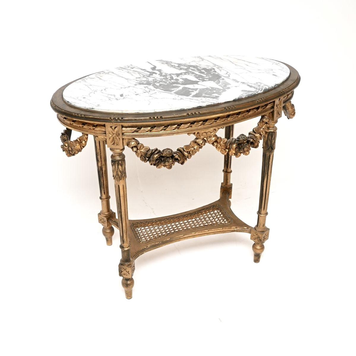 Antique French Carved Giltwood Marble Top Occasional Table (1 of 10) Antique French Carved Giltwood Marble Top Occasional Table (1 of 10)