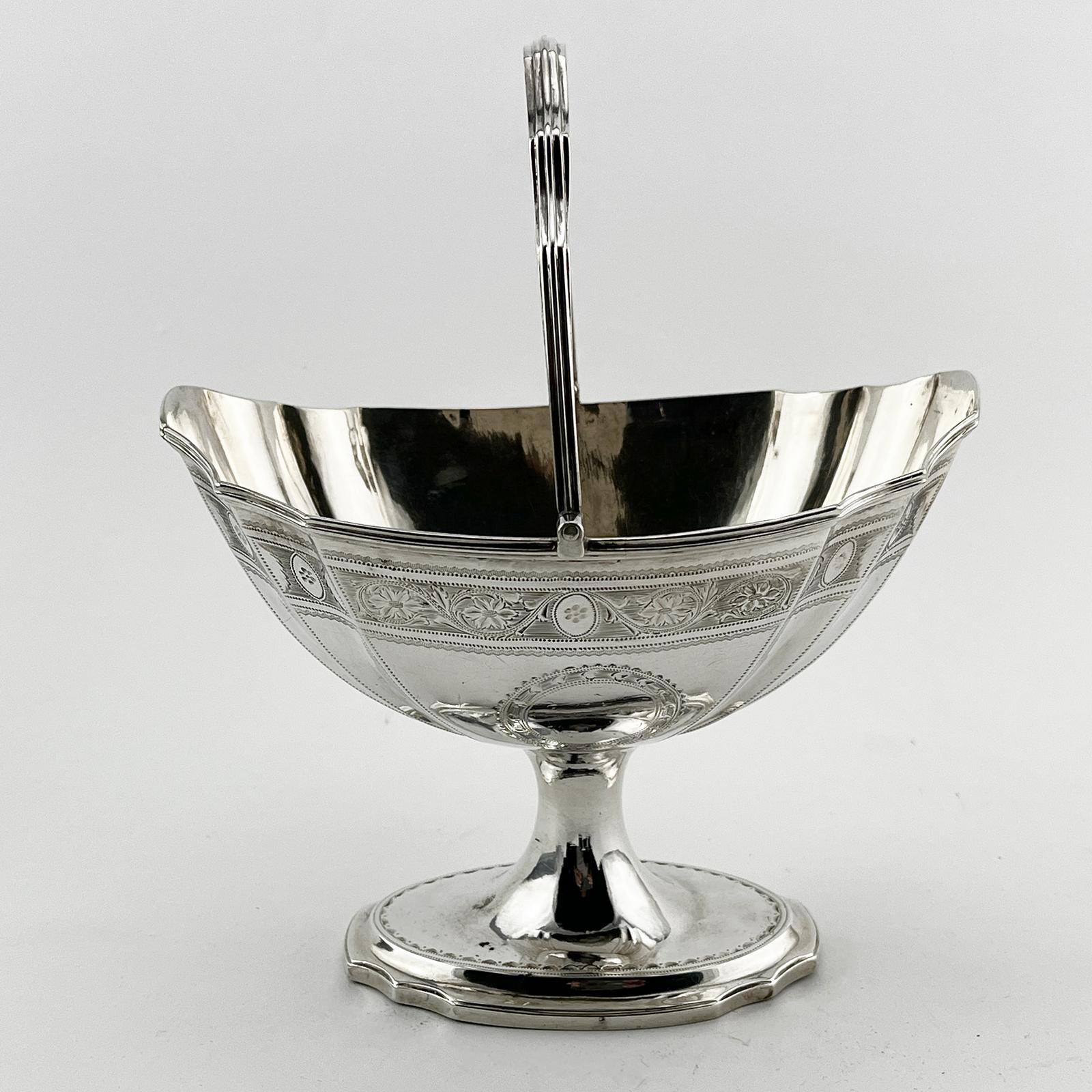 Elegant Irish George III Sterling Silver Oval Sugar Basket (1 of 8)