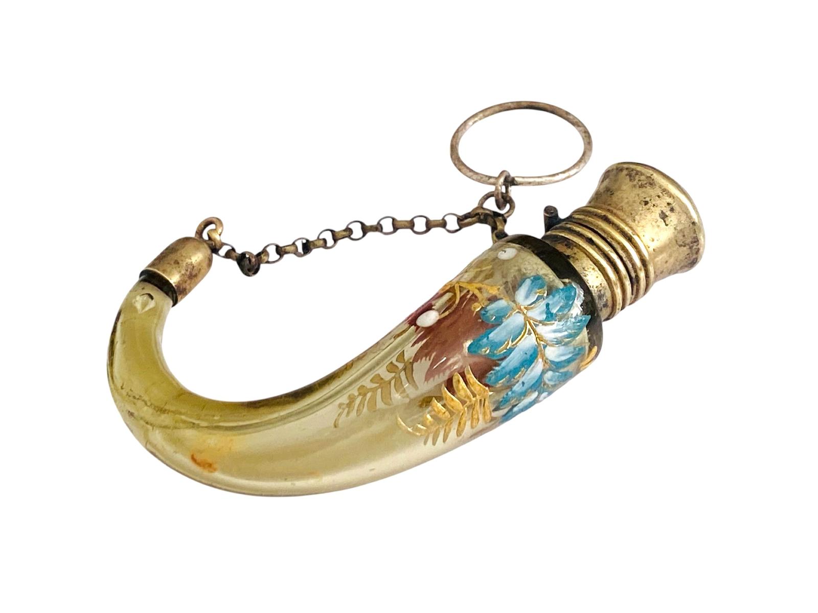 Antique Moser Chatelaine Perfume Scent Bottle Enamel & Gilt Cornucopia / Horn Form (1 of 11) Antique Moser Chatelaine Perfume Scent Bottle Enamel & Gilt Cornucopia / Horn Form (1 of 11)