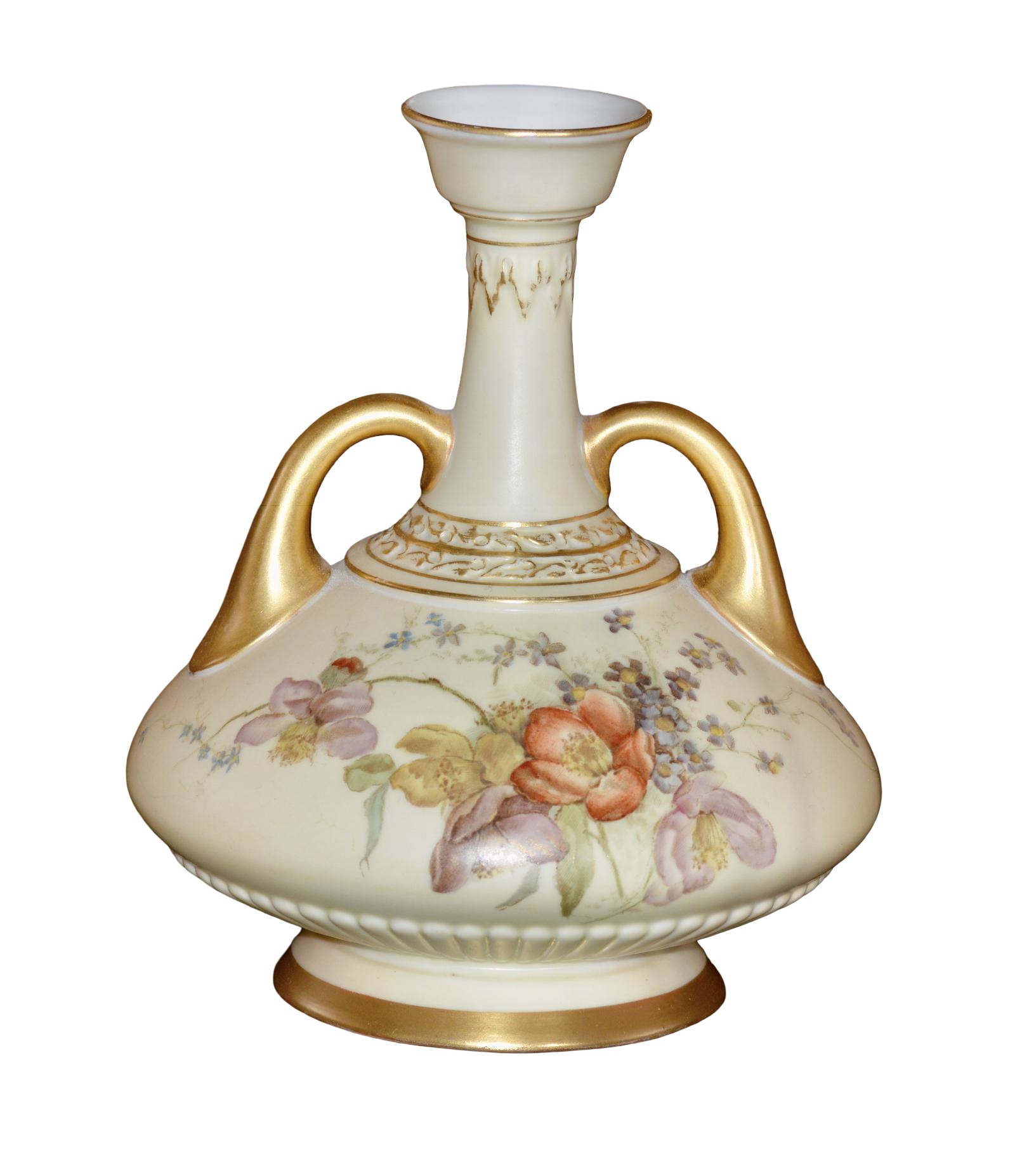 Royal Worcester 1894 Hand Painted Twin Handle Blush Ivory Vase (1 of 6) Royal Worcester 1894 Hand Painted Twin Handle Blush Ivory Vase (1 of 6)