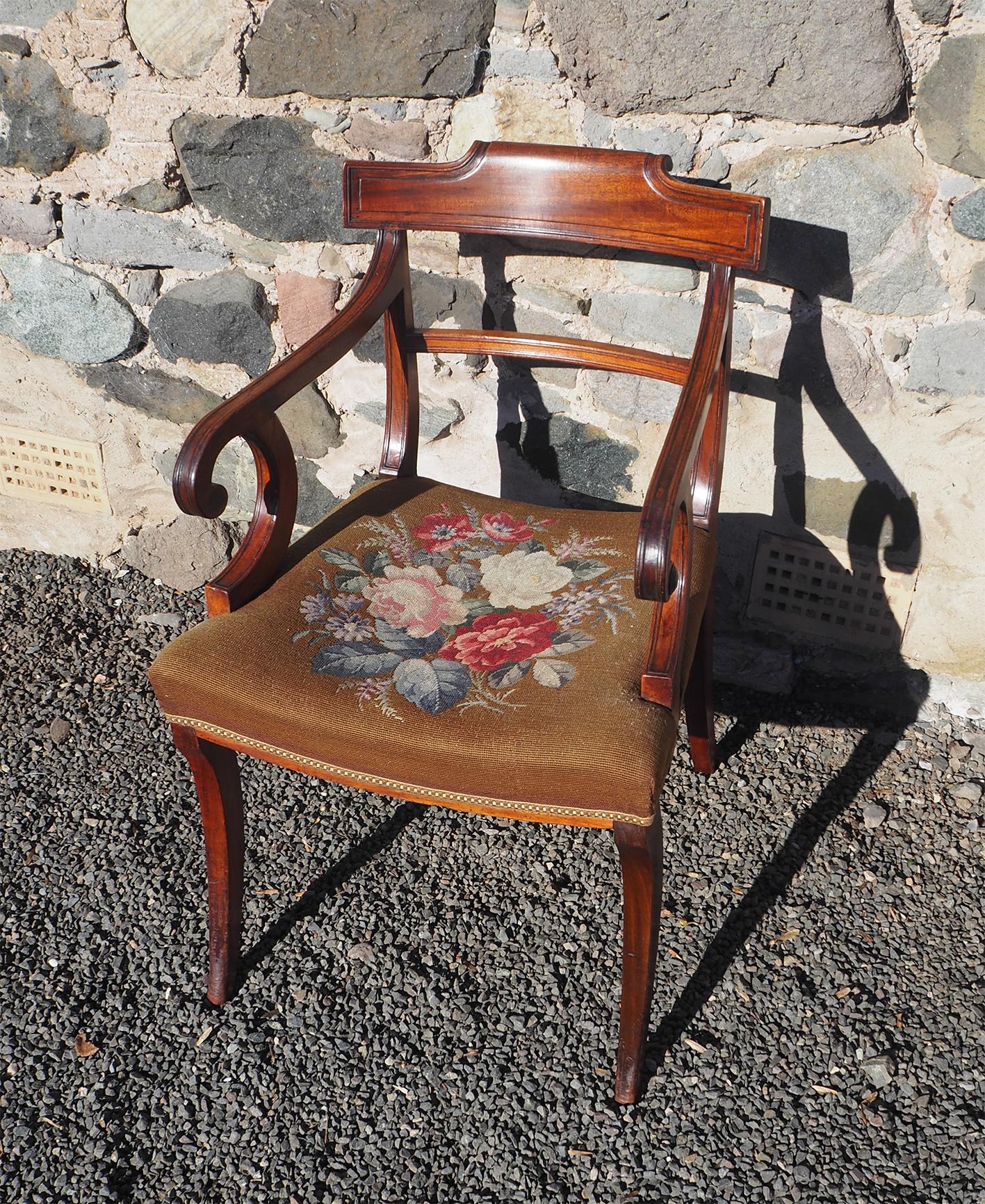 Regency Mahogany Sabre Leg Armchair (1 of 6)