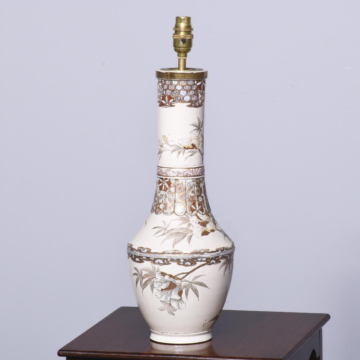 Japanese Hand Painted Pottery Vase Converted to a Lamp (1 of 7)
