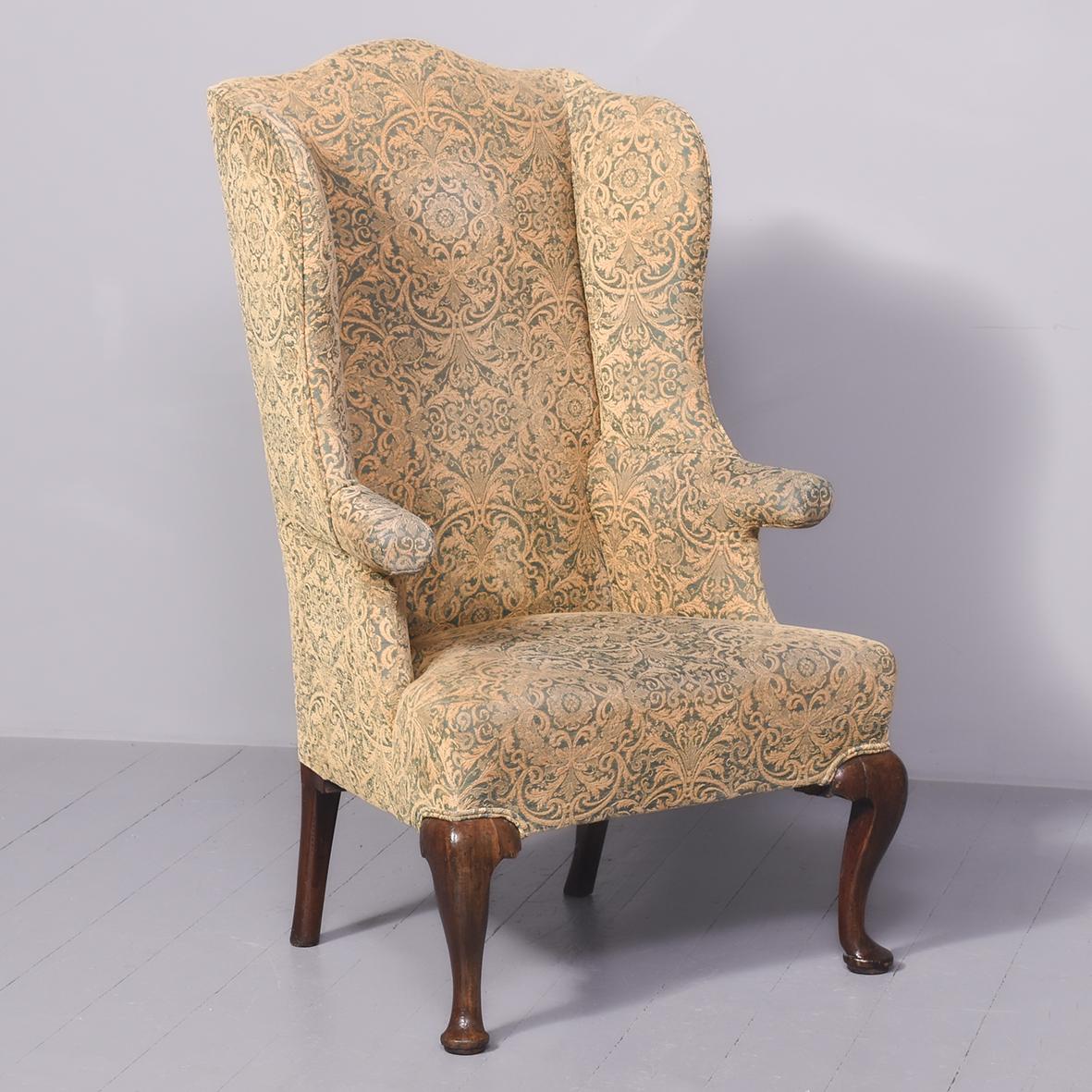 George III Mahogany Upholstered Wing Chair (1 of 8)