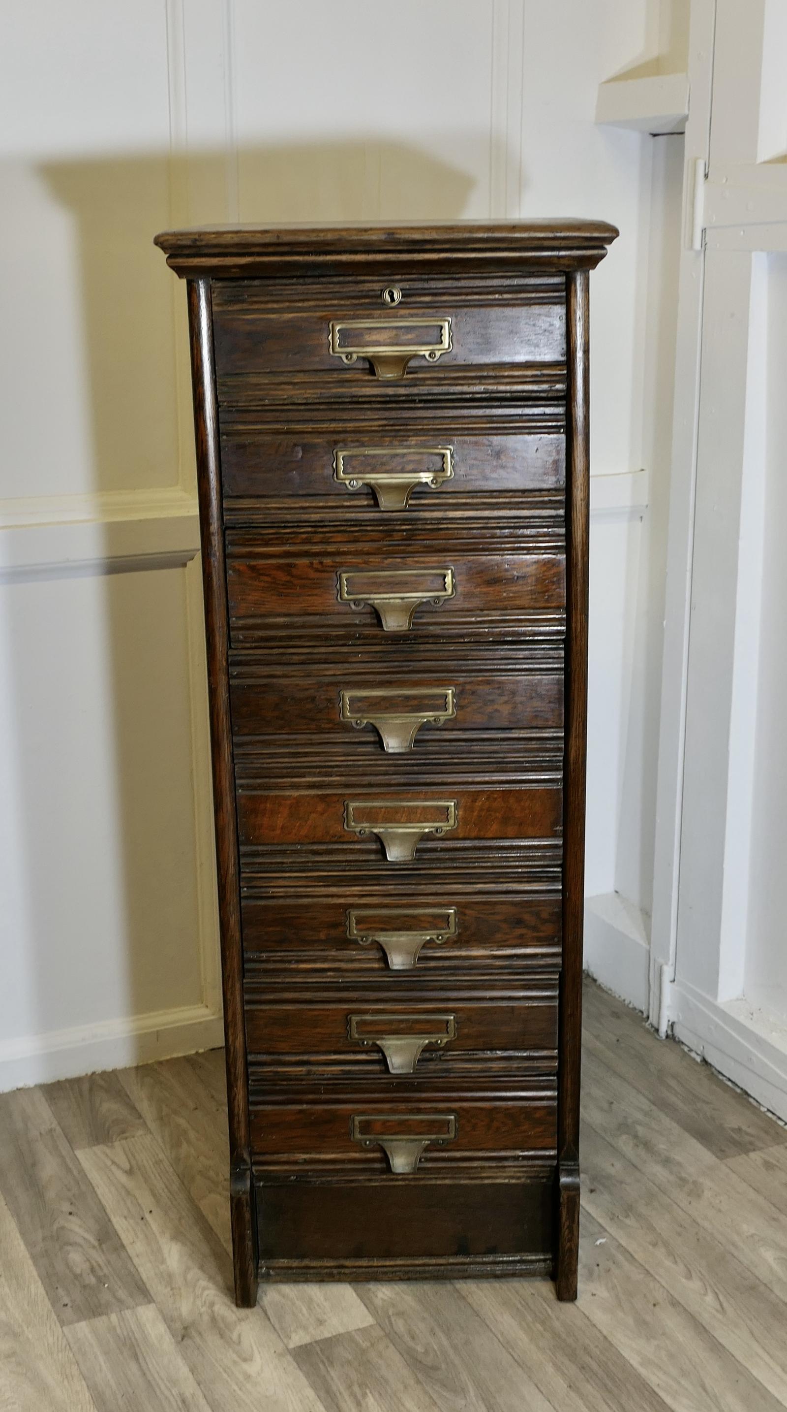 Tall Edwardian 8 Drop Drawer A4 Oak Filing Cabinet (1 of 6)