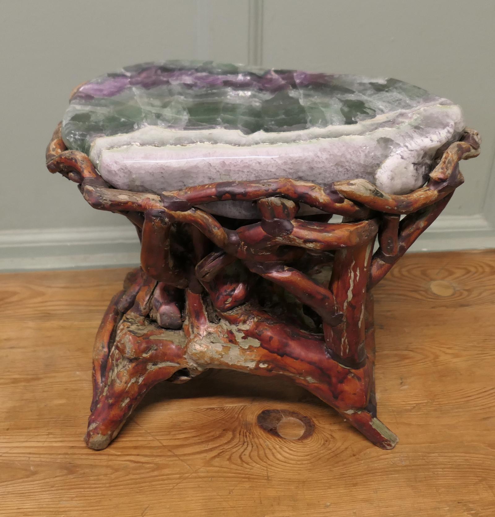 Agate Slab Set on Very Unusual Carved Root Stand (1 of 6) Agate Slab Set on Very Unusual Carved Root Stand (1 of 6)