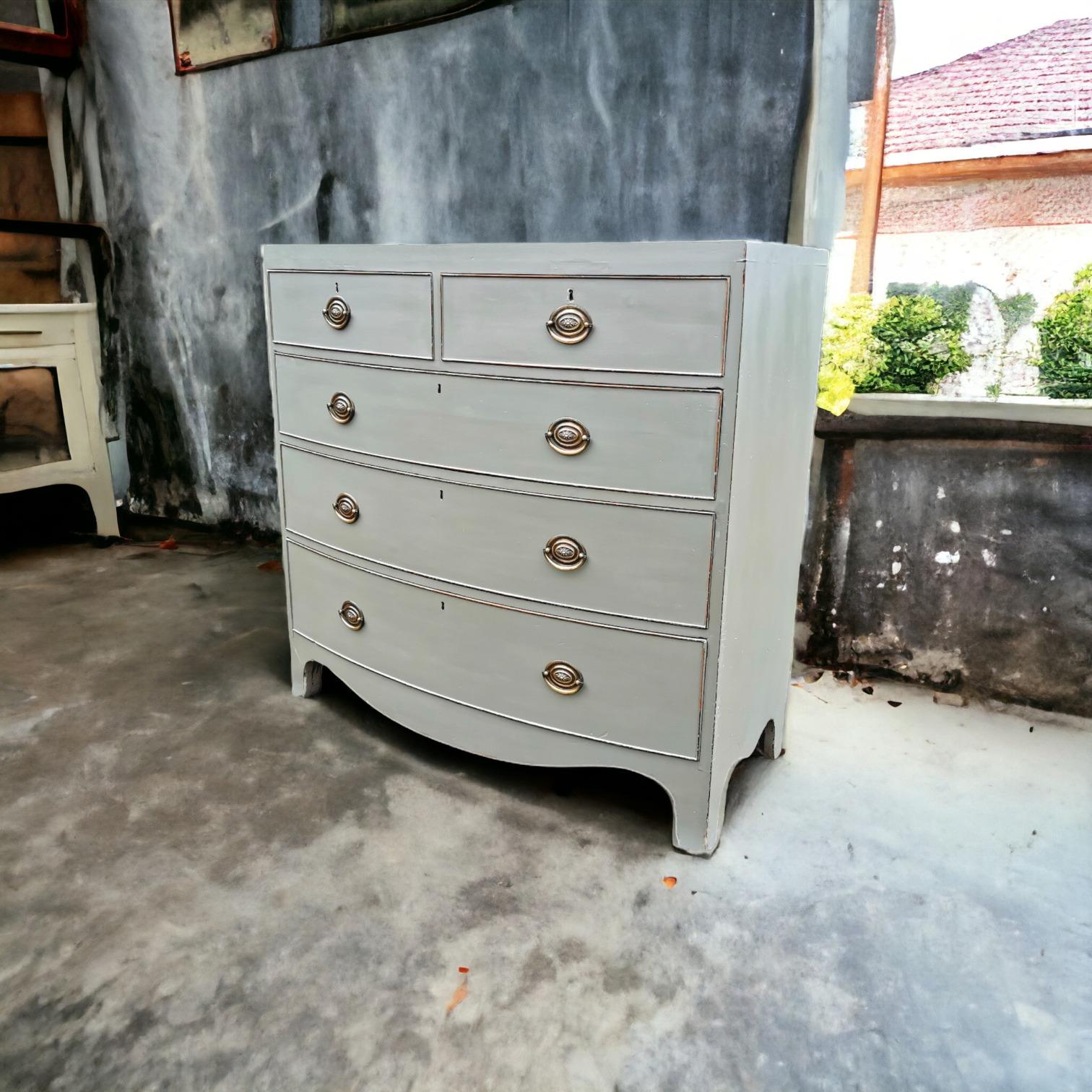 Early 19th Century Painted Mahogany Bow Front Chest of Drawers (1 of 1)