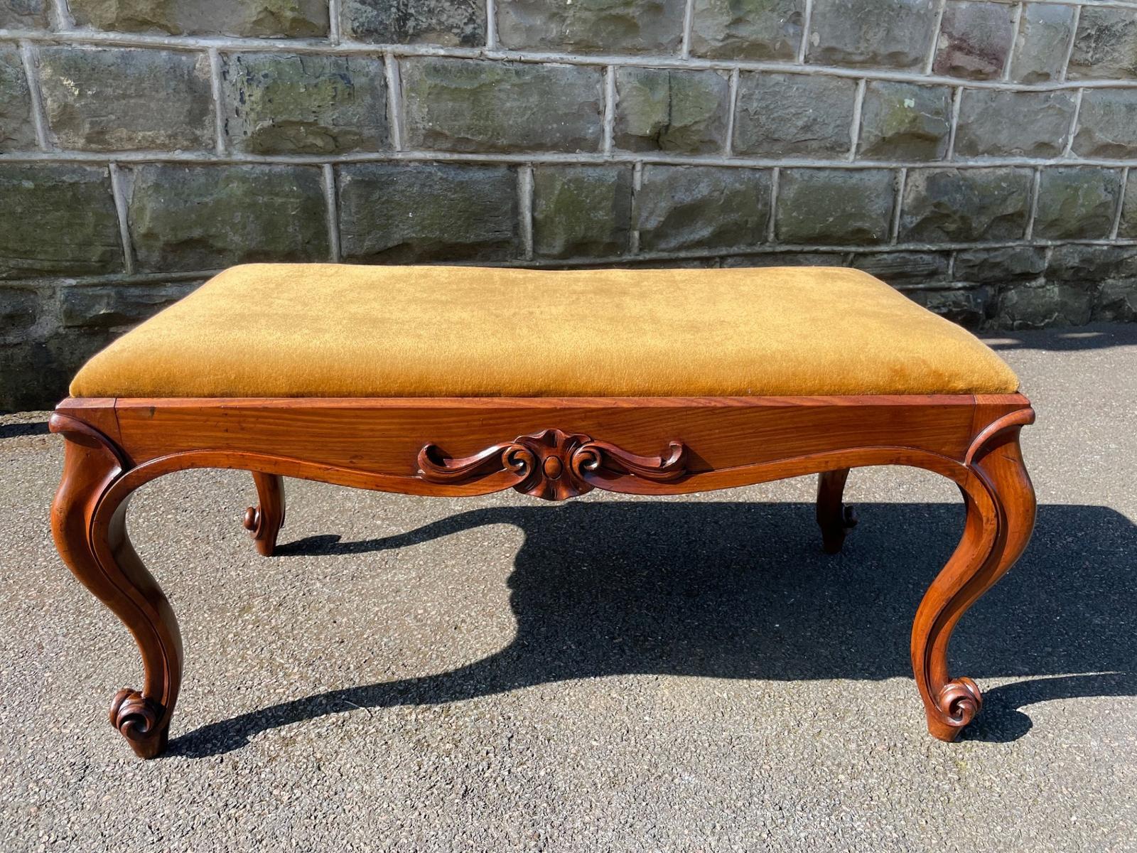 Large Antique Walnut Stool (1 of 7)